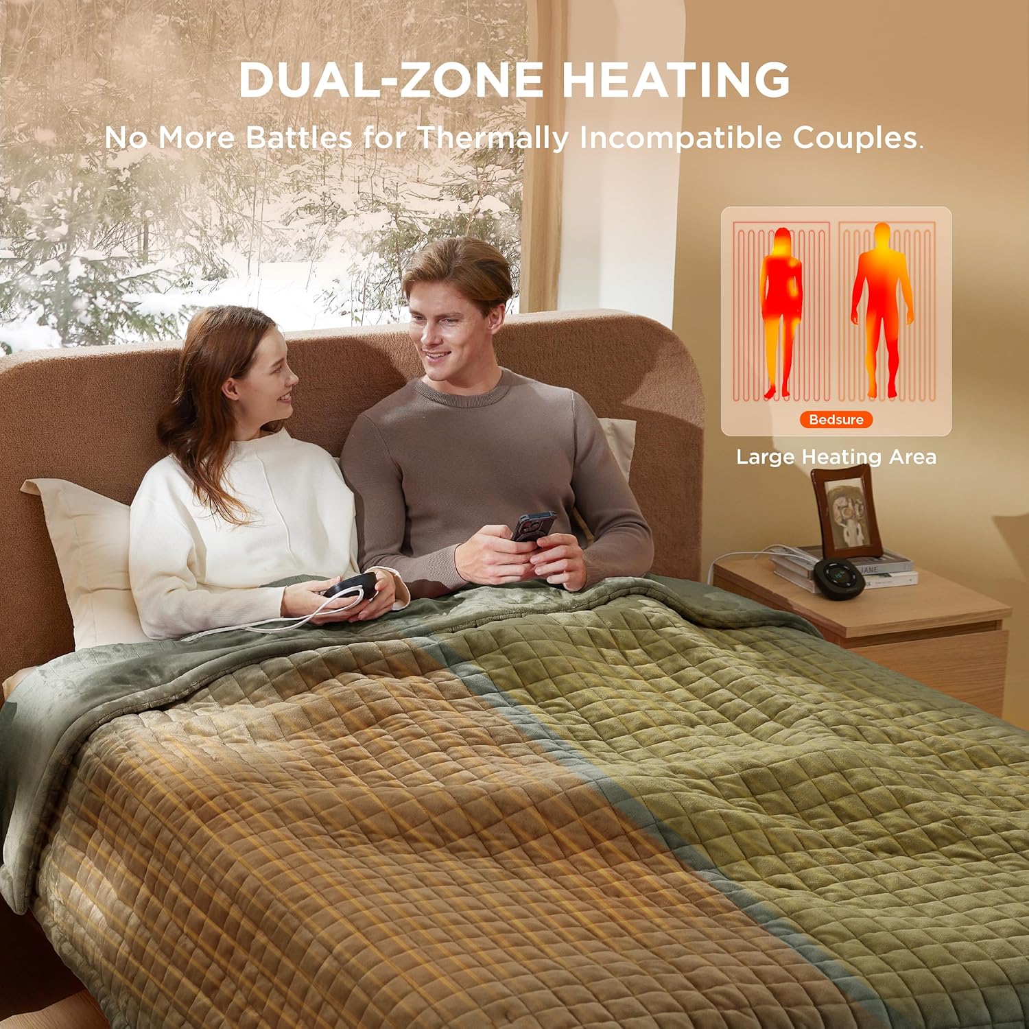 Bedsure Heated Blanket Electric Throw - Soft Flannel Electric Blanket, Heating Blanket with 4 Time Settings & 6 Heat Settings, Warm Blanket Gift for Grandma (50x60 inches, Grey)