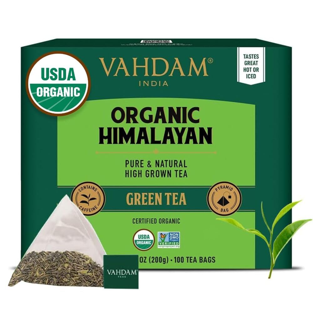 VAHDAM, Organic Turmeric Ginger Herbal Tea Bags (100 Pyramid Tea Bags) Caffeine Free, Non GMO, Gluten Free | 100% Pure Herbal Blend - Savory & Spicy | Plant-Based Tea Bags | Resealable Ziplock Pouch