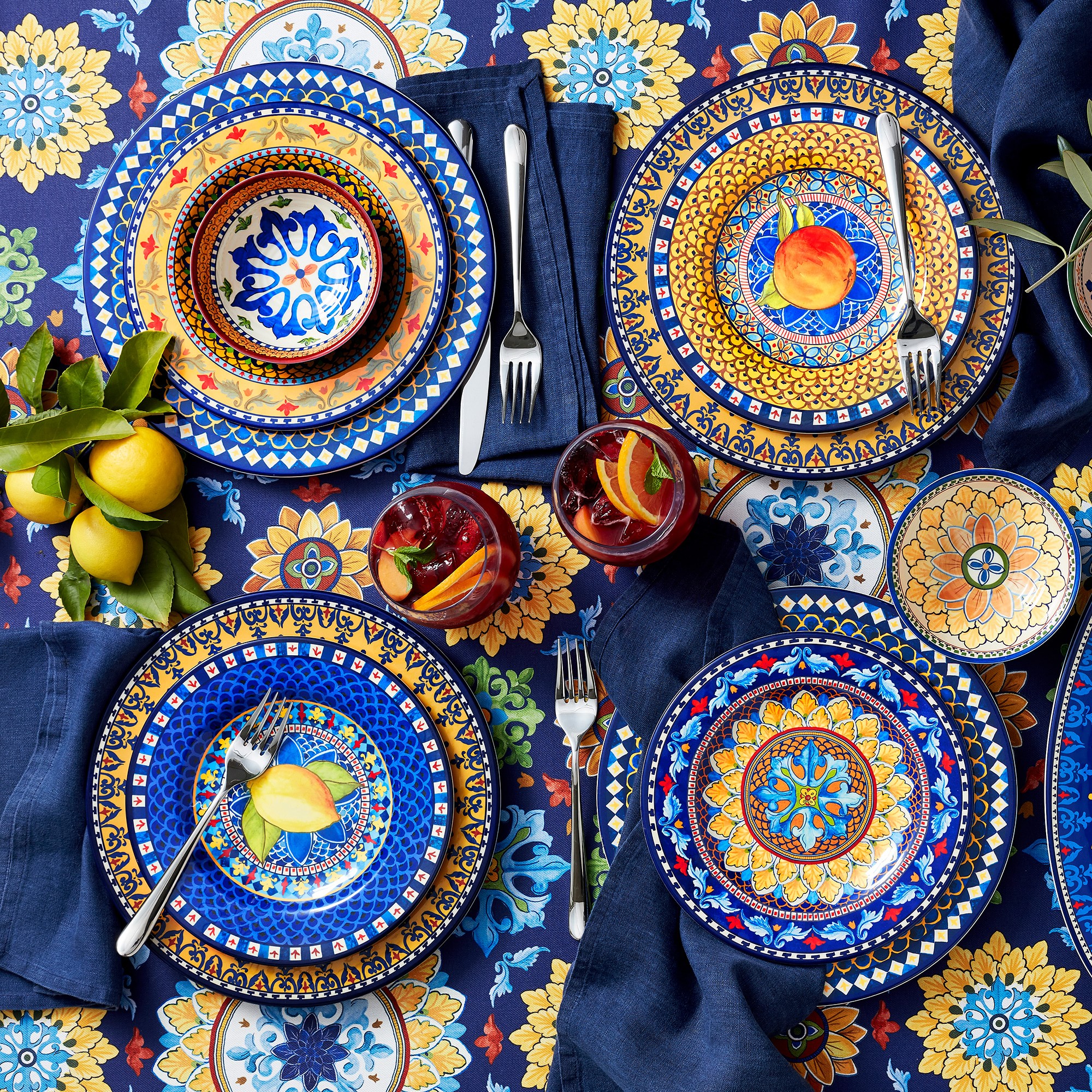 Sicily Outdoor Melamine Dinner Plates, Yellow