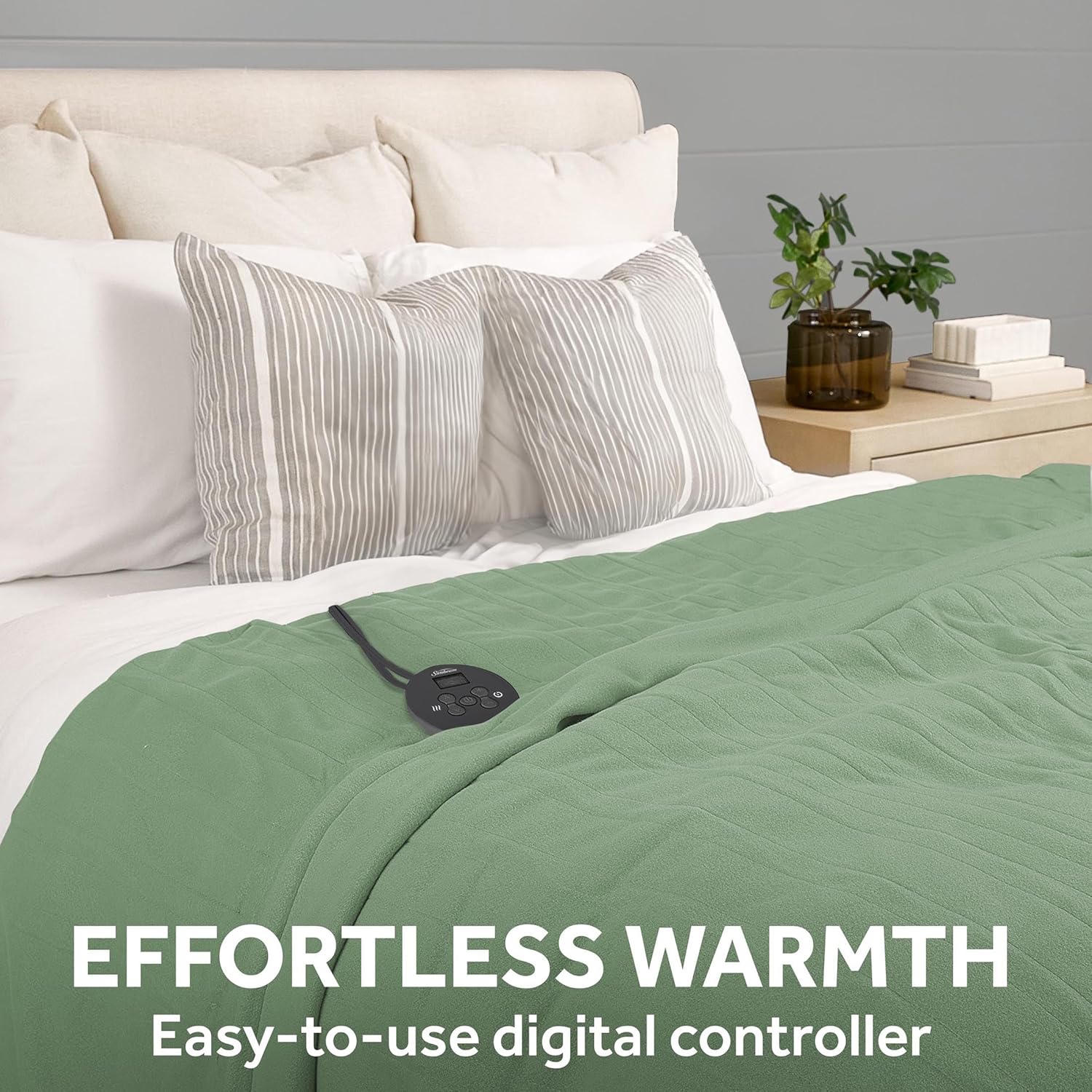 Sunbeam Royal Ultra Rodeen Blue Plaid Heated Personal Throw / Blanket, Cozy-Warm, Adjustable Heat Settings