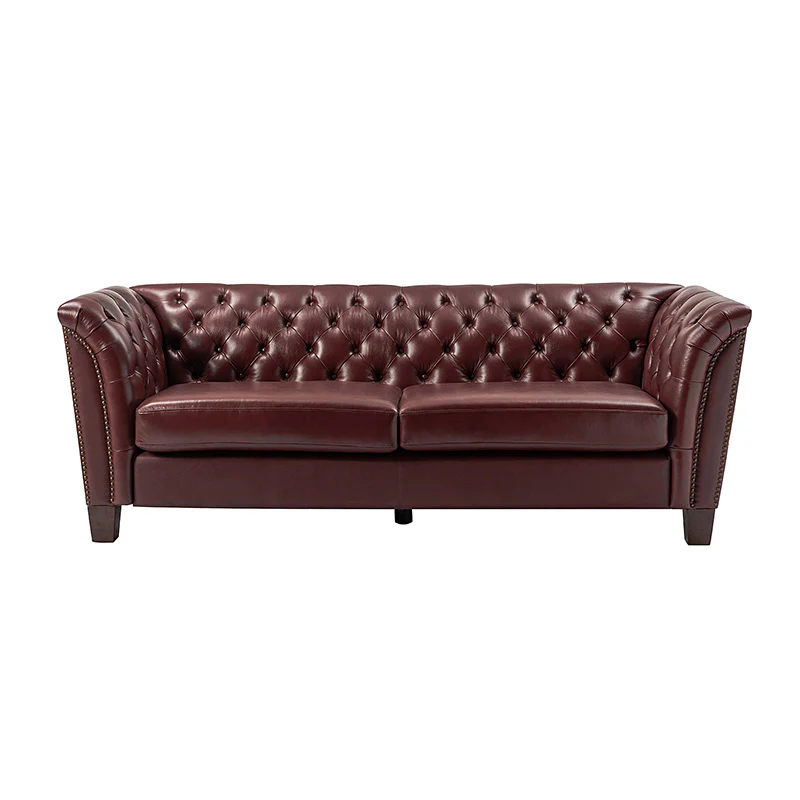Patricio Tufted Genuine Leather Elegant Design Classic Chesterfield Sofa