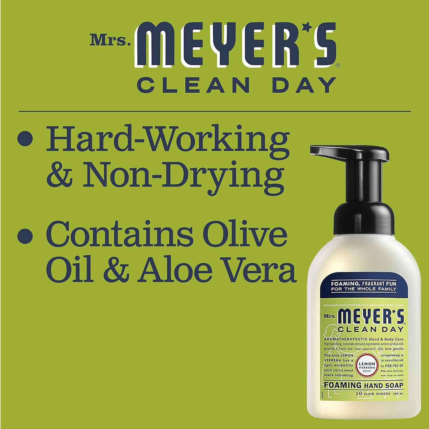 MRS. MEYER'S CLEAN DAY Liquid Hand Soap Refill, Cruelty Free and Biodegradable Formula, Lemon Verbena Scent, 33 oz