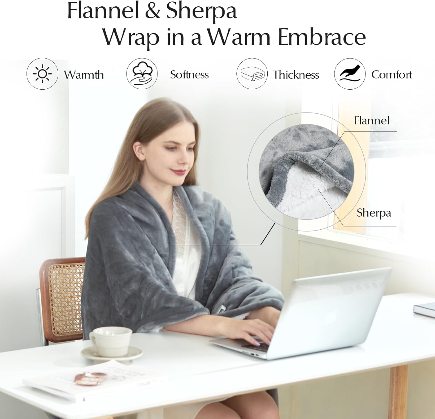 Heated Blanket Throw Size, Soft and Cozy Electric Heating Blanket for Bed, Automatic Safety System 6 Heating Levels & 4 Hours Auto-Off, 50