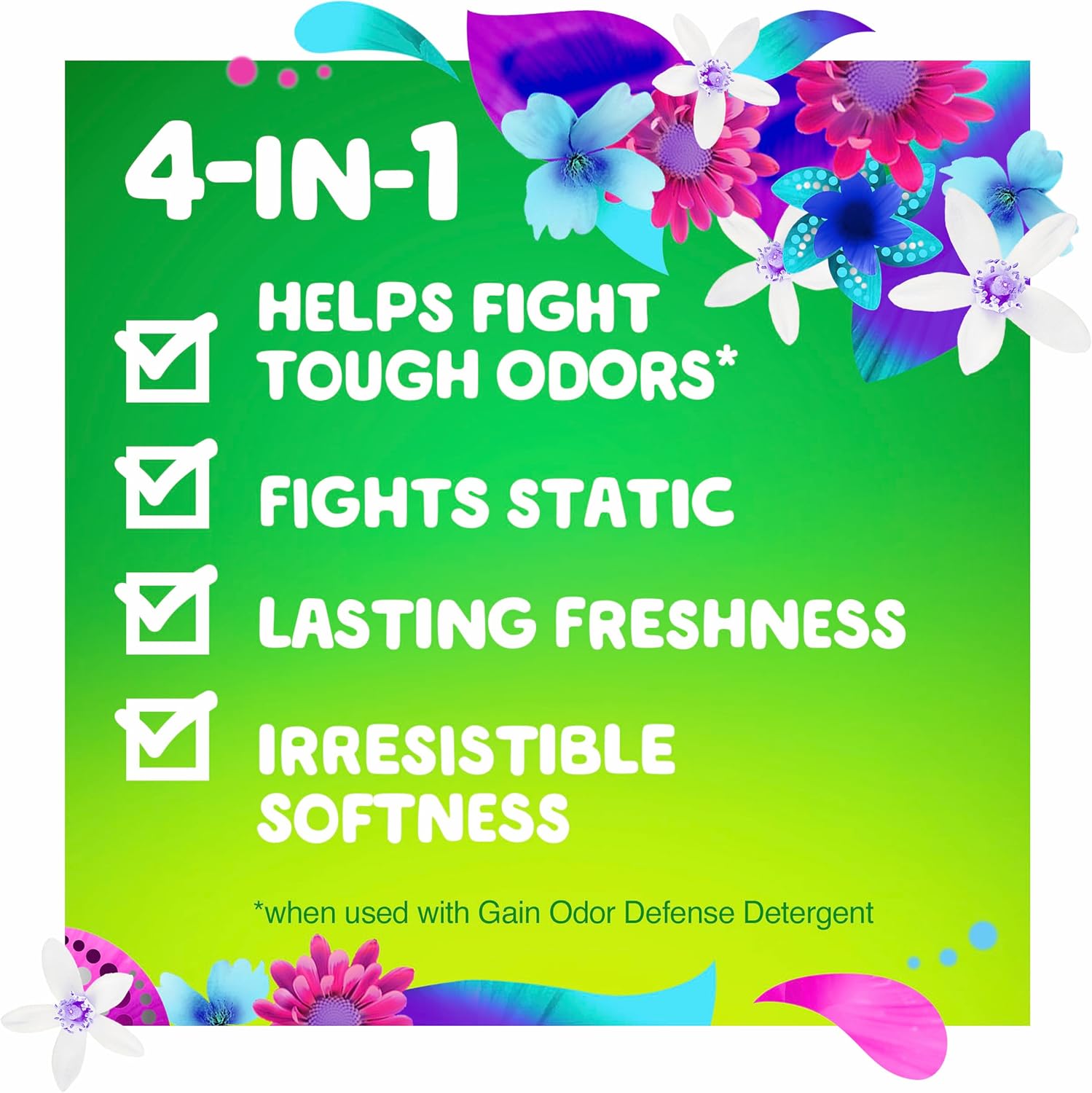 Gain + Odor Defense Dryer Sheets, Super Fresh Blast Scent Fabric Softener Sheets, 240 ct