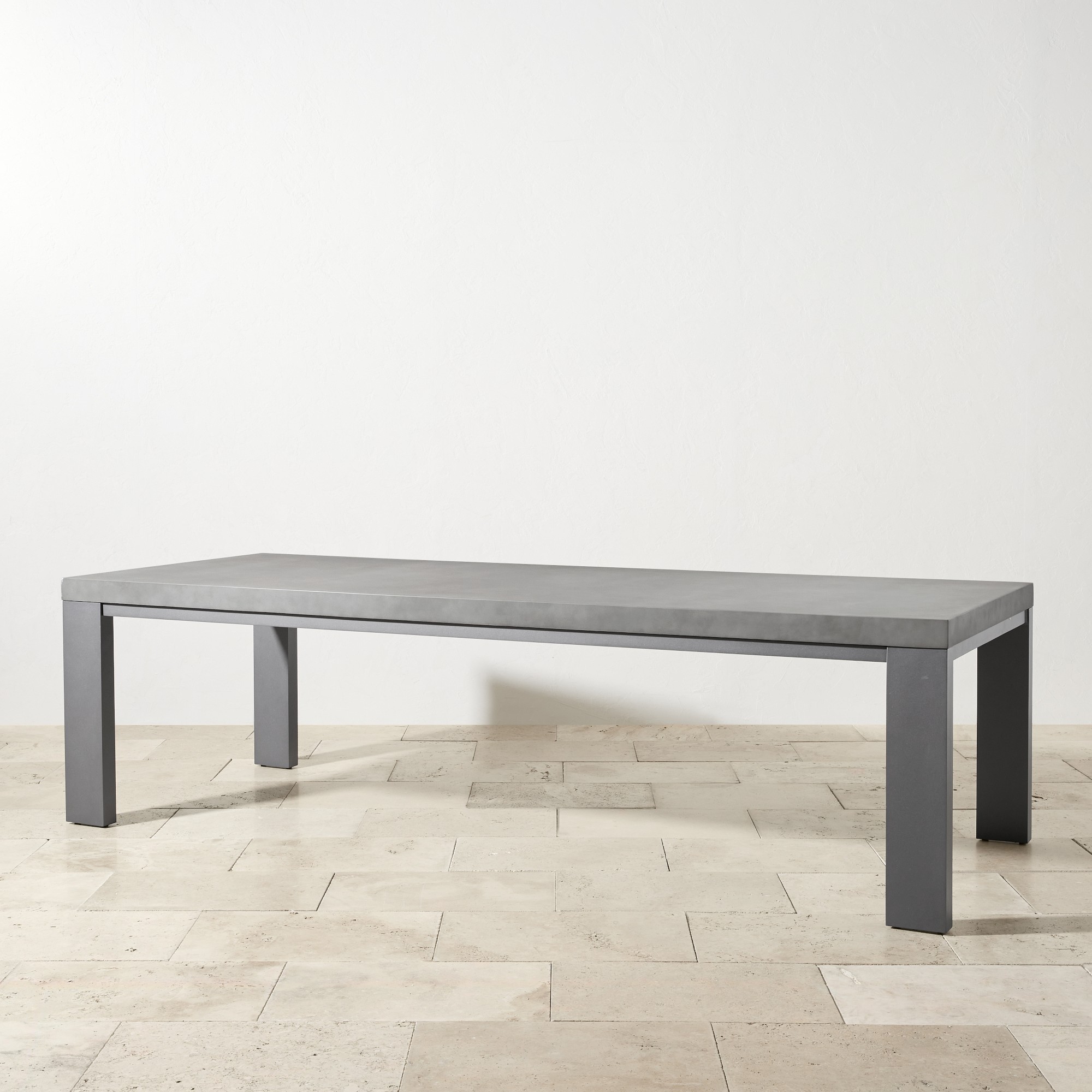 Larnaca Outdoor Slate Grey Metal Fiberstone Dining Table (96