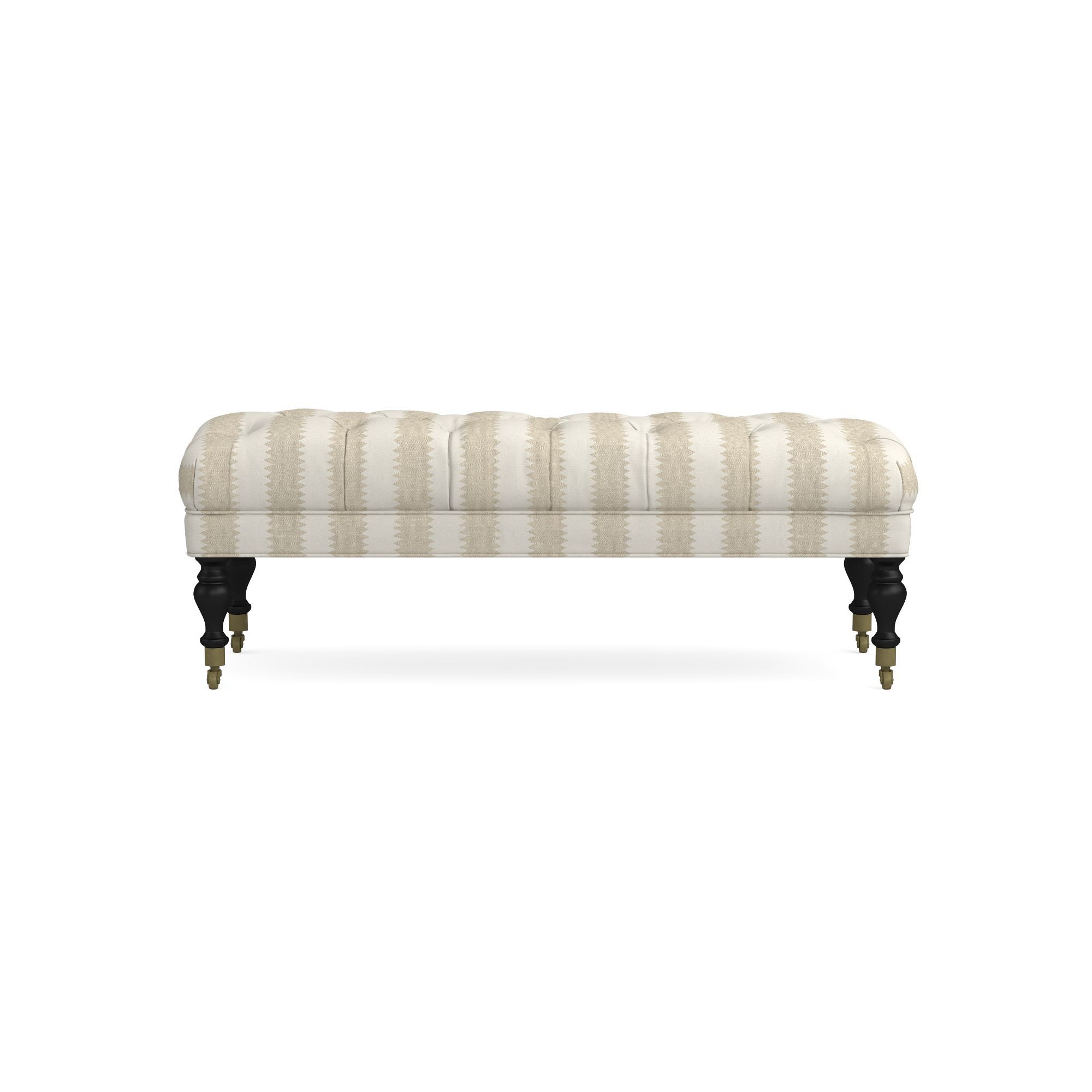 Sanderson x Giles Deacon Fairfax Bench Ottoman, Turned Leg with Tufted Top (26