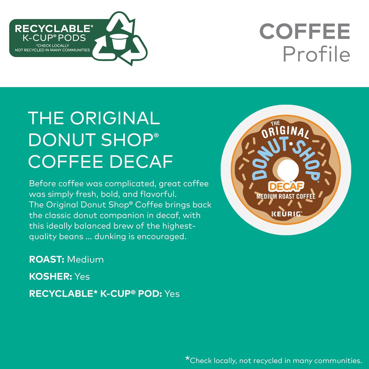 The Original Donut Shop Regular Keurig Single-Serve K-Cup Pods, Medium Roast Coffee, 96 Count