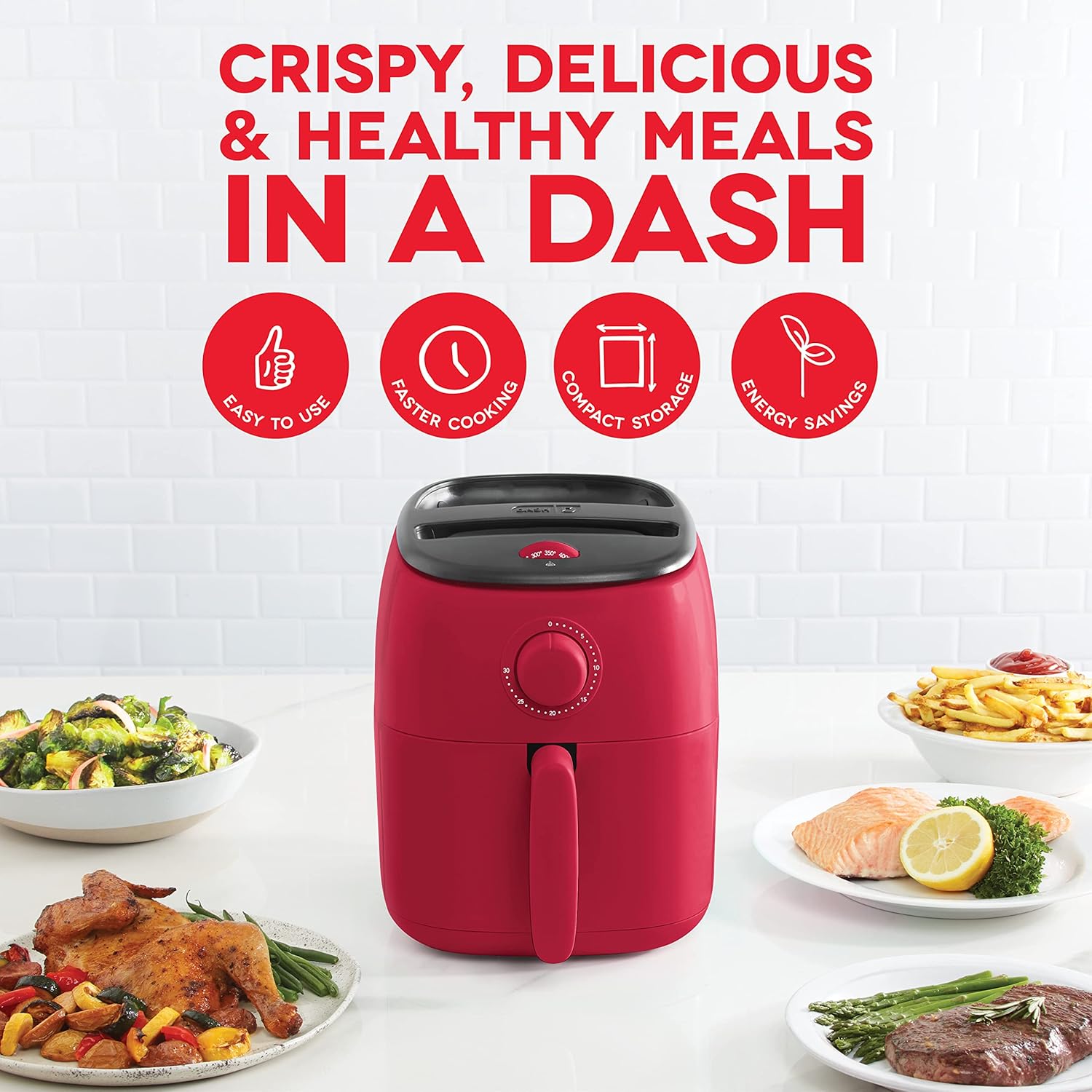 DASH Tasti-Crisp™ Electric Air Fryer Oven, 2.6 Qt., Aqua – Compact Air Fryer for Healthier Food in Minutes, Ideal for Small Spaces - Auto Shut Off, Analog, 1000-Watt