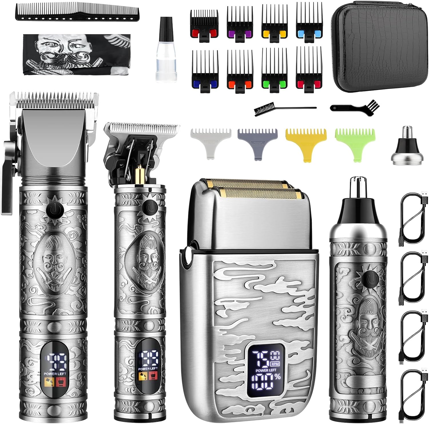 GSKY Hair Clippers for Men Professional, Beard Trimmer Kits & Sets, Cordless Mens Hair Trimmer, Electric Shavers, Haircutting Machine with LED Display, for Barber