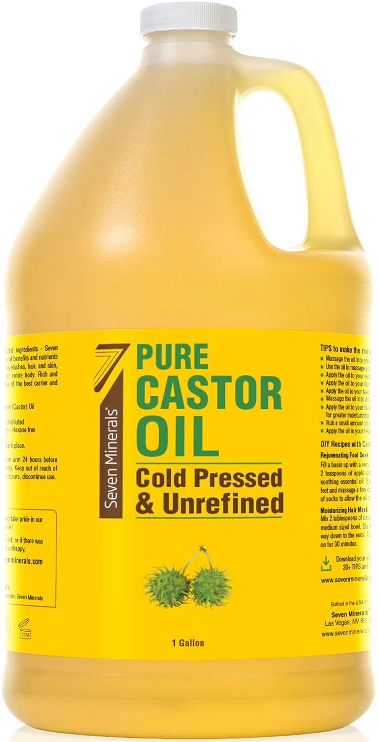 Pure Cold Pressed Castor Oil - Big 32 fl oz Bottle - Unrefined & Hexane Free - 100% Pure Castor Oil for Hair Growth, Thicker Eyelashes & Eyebrows, Dry Skin, Healing, Hair Care, Joint and Muscle Pain