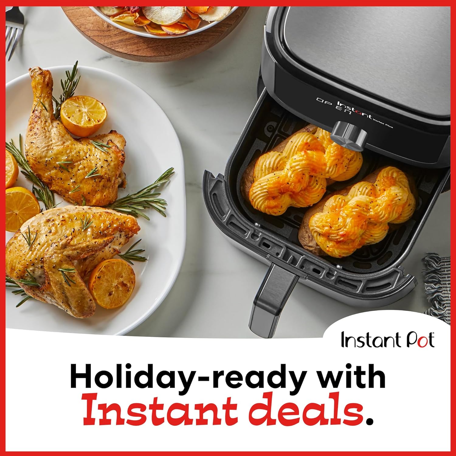 Instant Vortex Plus 4QT Air Fryer, Custom Program Options, 6-in-1 Functions Crisps, Broils, Roasts, Dehydrates, Bakes, Reheats, 100+ In-App Recipes, from the Makers of Instant Pot, Stainless Steel