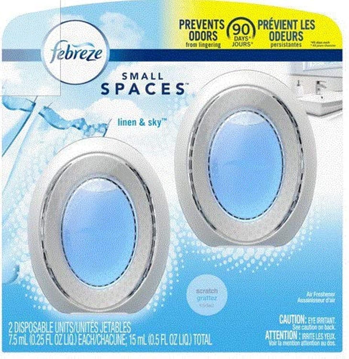 Febreze Small Spaces Air Freshener Linen & Sky, .25 fl. oz., Pack of 4