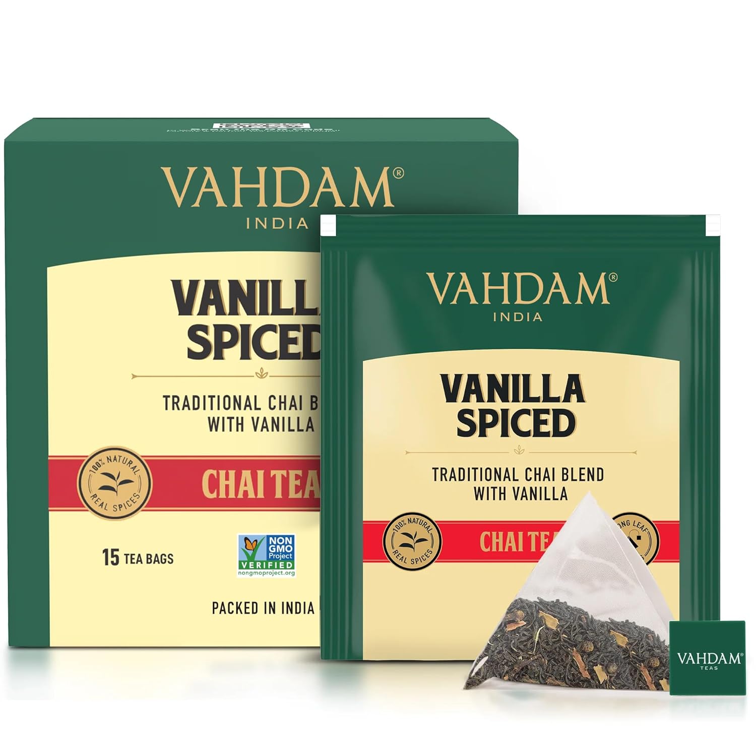 VAHDAM, Organic Turmeric Ginger Herbal Tea Bags (100 Pyramid Tea Bags) Caffeine Free, Non GMO, Gluten Free | 100% Pure Herbal Blend - Savory & Spicy | Plant-Based Tea Bags | Resealable Ziplock Pouch
