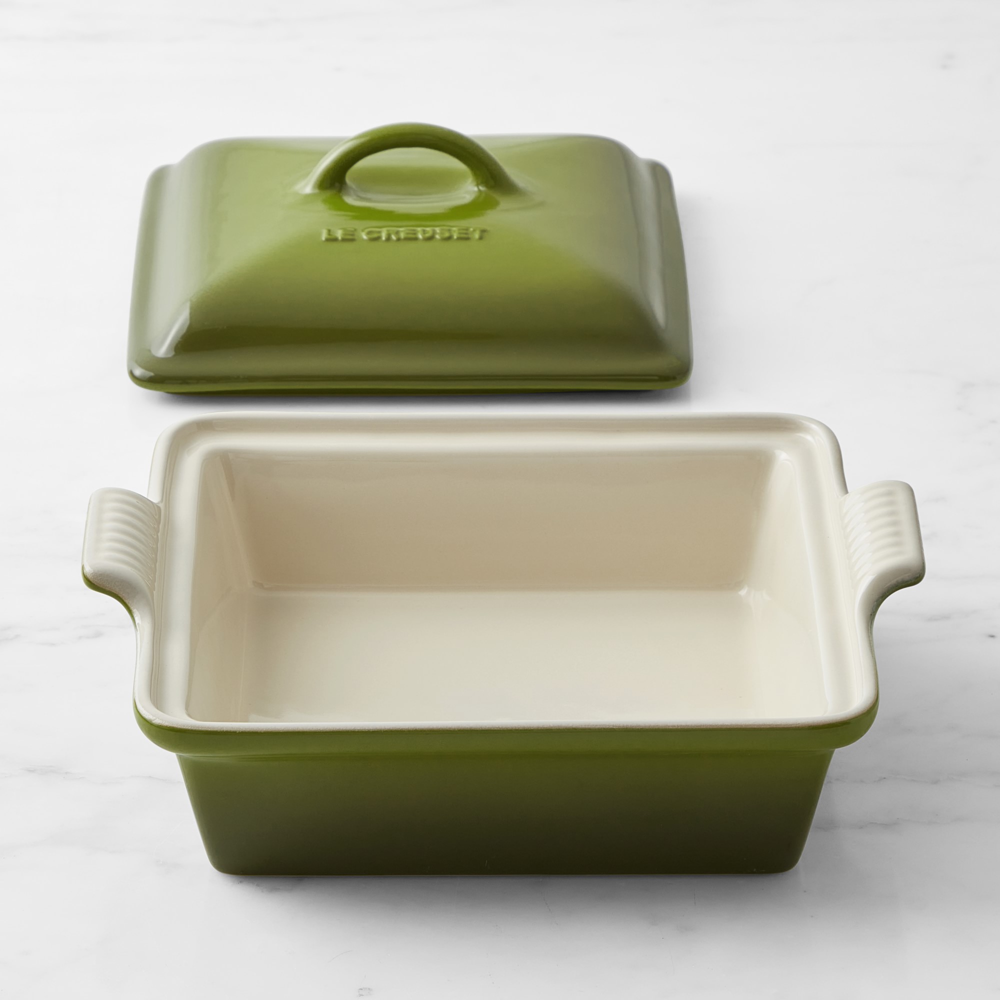 Le Creuset Heritage Stoneware Shallow Square Covered Baker, 2-Qt.