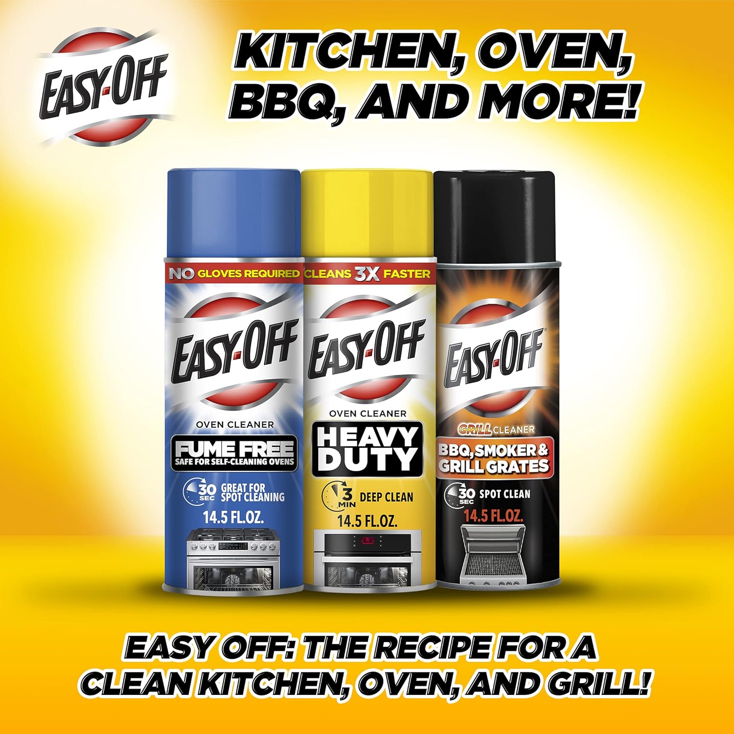 Easy Off Heavy Duty Oven Cleaner, Destroys Tough Burnt on Food and Grease, Lemon Scent, 14.5 oz Can