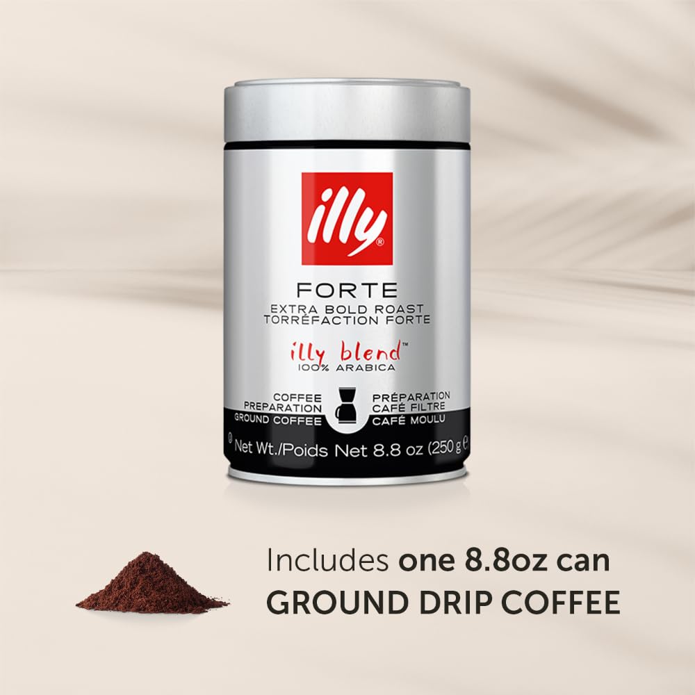 illy Classico Espresso Ground Coffee, Medium Roast, Classic Roast with Notes of Chocolate & Caramel, 100% Arabica Coffee, All-Natural, No Preservatives, 8.8 oz, Ground for Espresso Machines