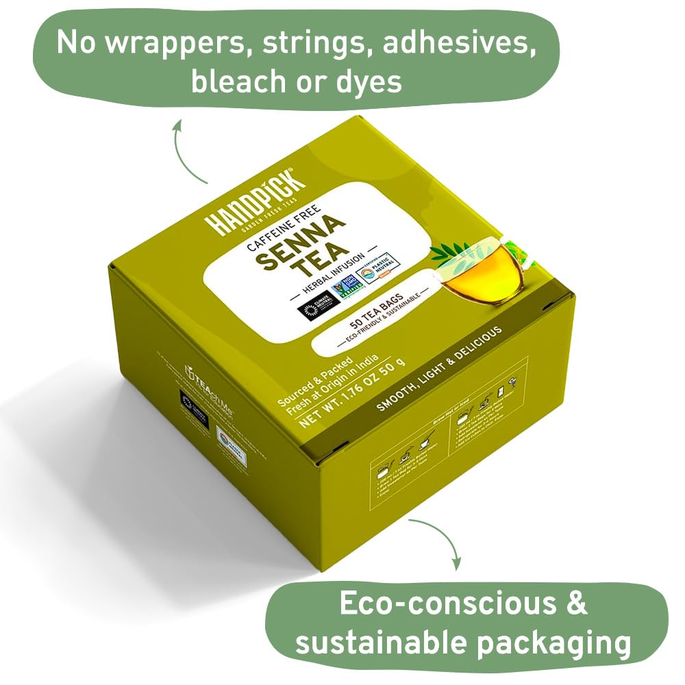 HANDPICK, Peppermint Tea, Eco-Conscious Tea Bags - 100 Count | Caffeine Free, Non-GMO | Minty, Fresh & Cool flavor | Direct From Source