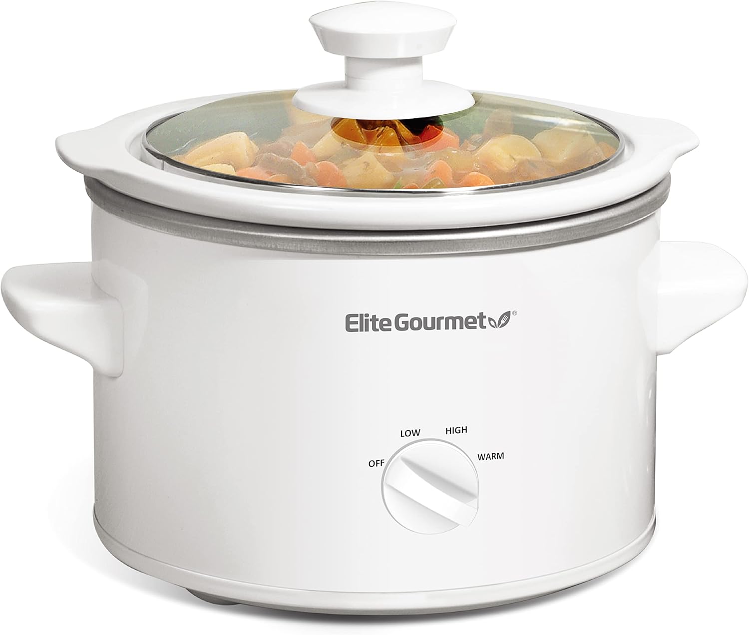 Elite Gourmet MST-250XS Electric Slow Cooker Ceramic Pot, Adjustable Temp, Entrees, Sauces, Stews & Dips, Dishwasher Safe Glass Lid & Crock, 1.5 Quart, Stainless Steel