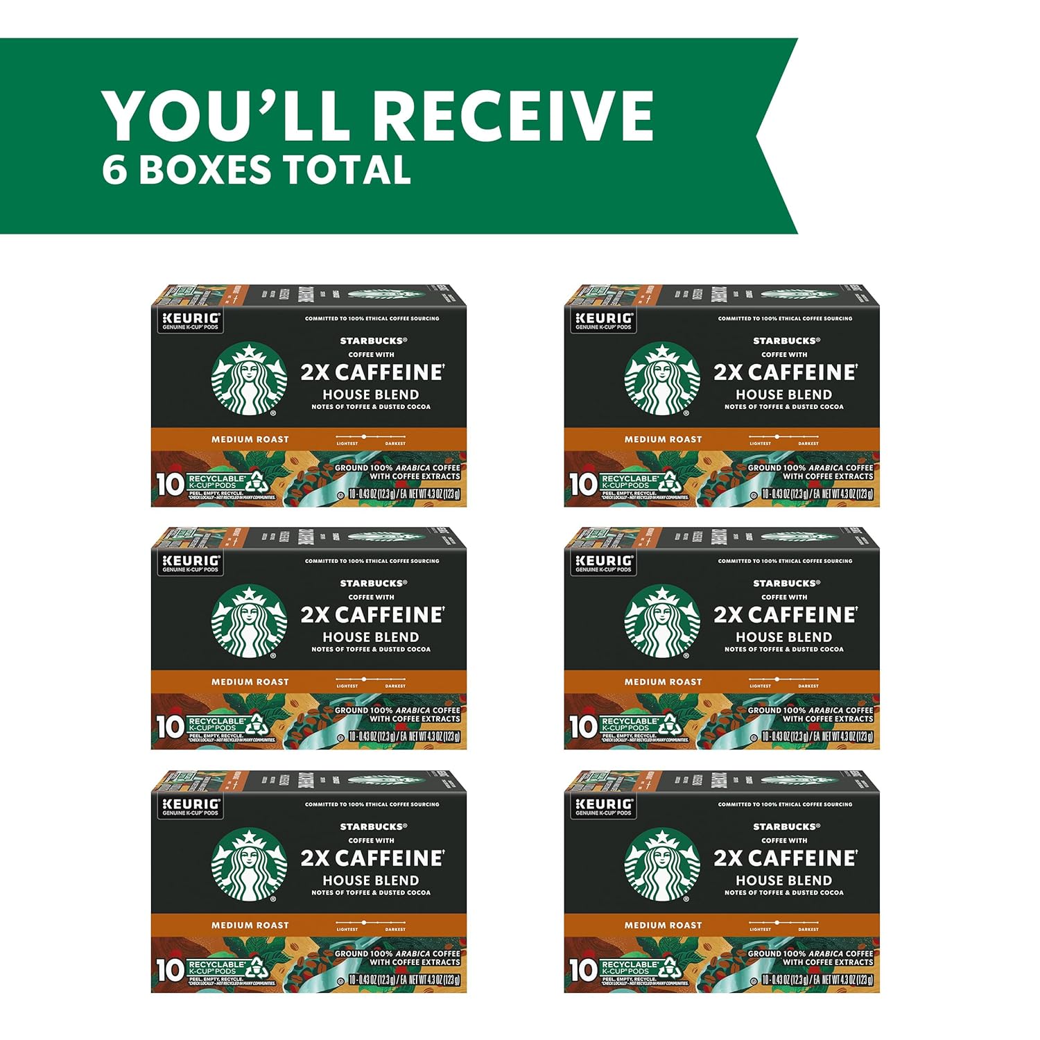 Starbucks K-Cup Coffee Pods, Medium Roast Coffee, Pike Place Roast for Keurig Brewers, 100% Arabica, 4 boxes (96 pods total)