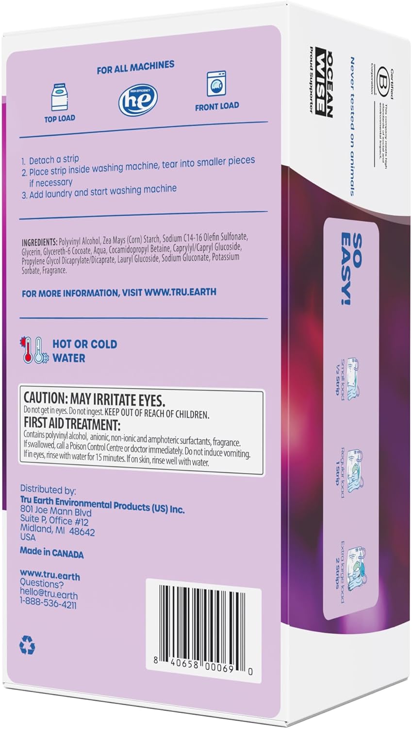 Tru Earth Compact Dry Laundry Detergent Sheets - Up to 64 Loads (32 Sheets) - Paraben-Free - Original Eco-Strip Liquidless Laundry Detergent, Travel Laundry Sheets - Fresh Linen