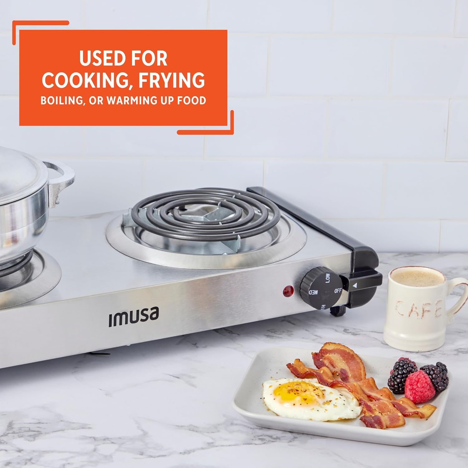 IMUSA USA GAU-80305 Electric Single Burner 1100-Watts, Black