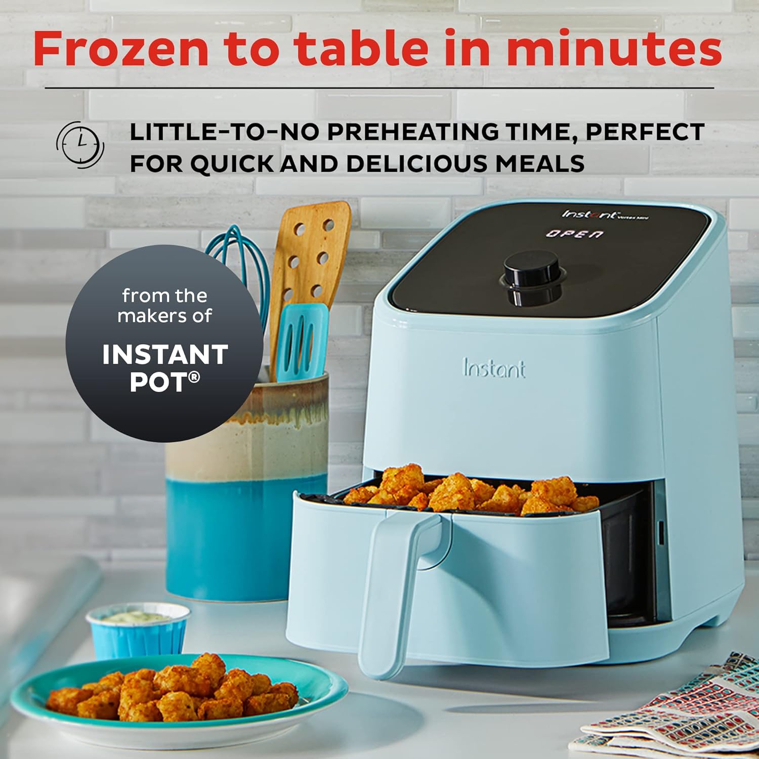 Instant Vortex 2QT Mini Air Fryer, Small Air fryer that Crisps, Reheats, Bakes, Roasts for Quick Easy Meals, Includes over 100 In-App Recipes, is Dishwasher-Safe, from the Makers of Instant Pot, Black