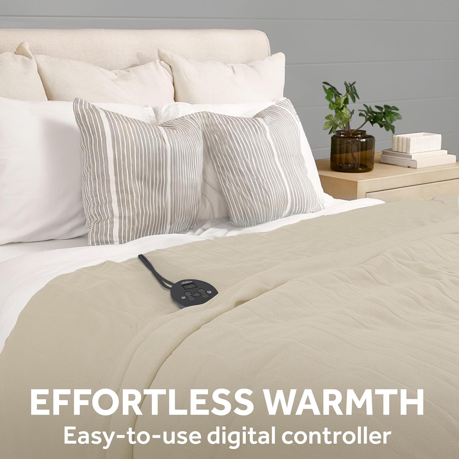 Sunbeam Royal Ultra Rodeen Blue Plaid Heated Personal Throw / Blanket, Cozy-Warm, Adjustable Heat Settings