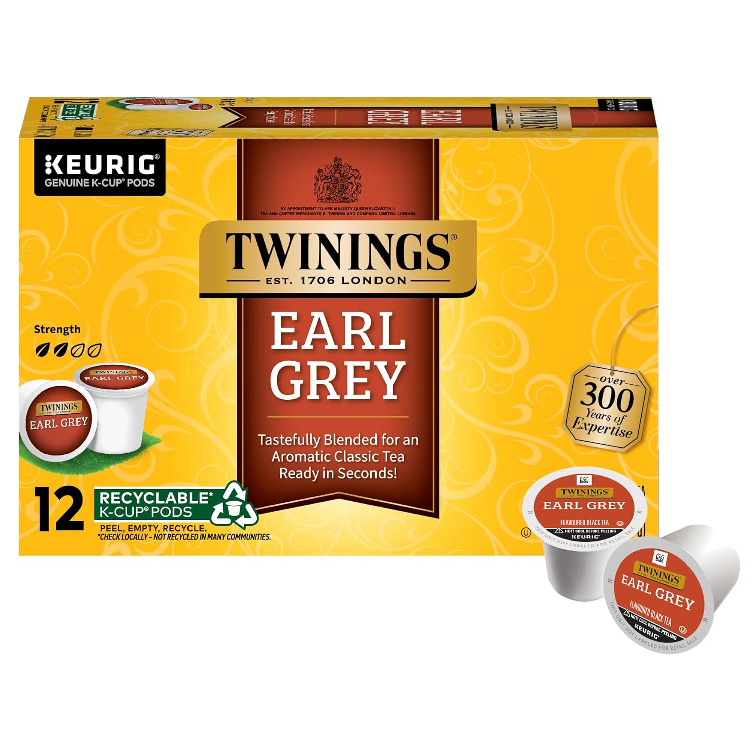 Twinings English Breakfast Black Tea K-Cup Pods for Keurig, 24 Count (Pack of 1), Smooth, Flavourful, Robust, Caffeinated, Enjoy Hot or Iced | Packaging May Vary