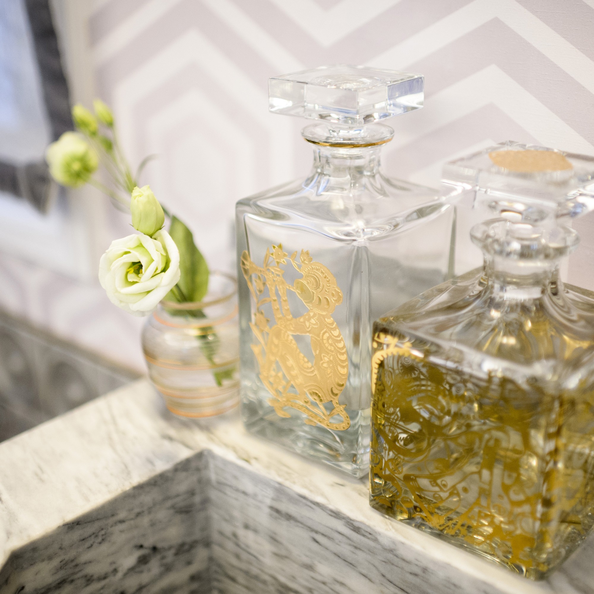 Vista Alegre Golden Crystal Lunar New Year Whiskey Decanters