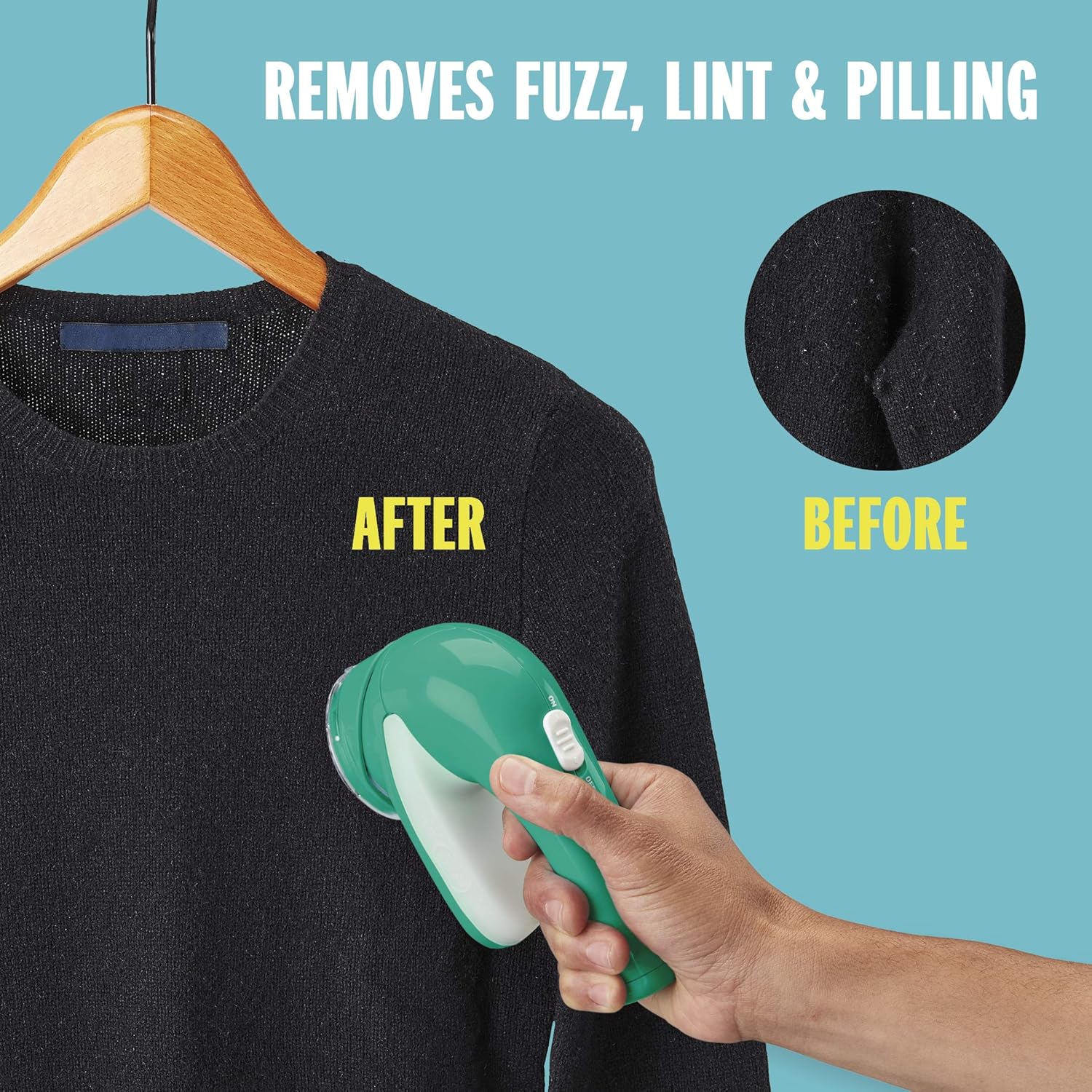 Conair Fabric Shaver and Lint Remover, Battery Operated Portable Fabric Shaver, White