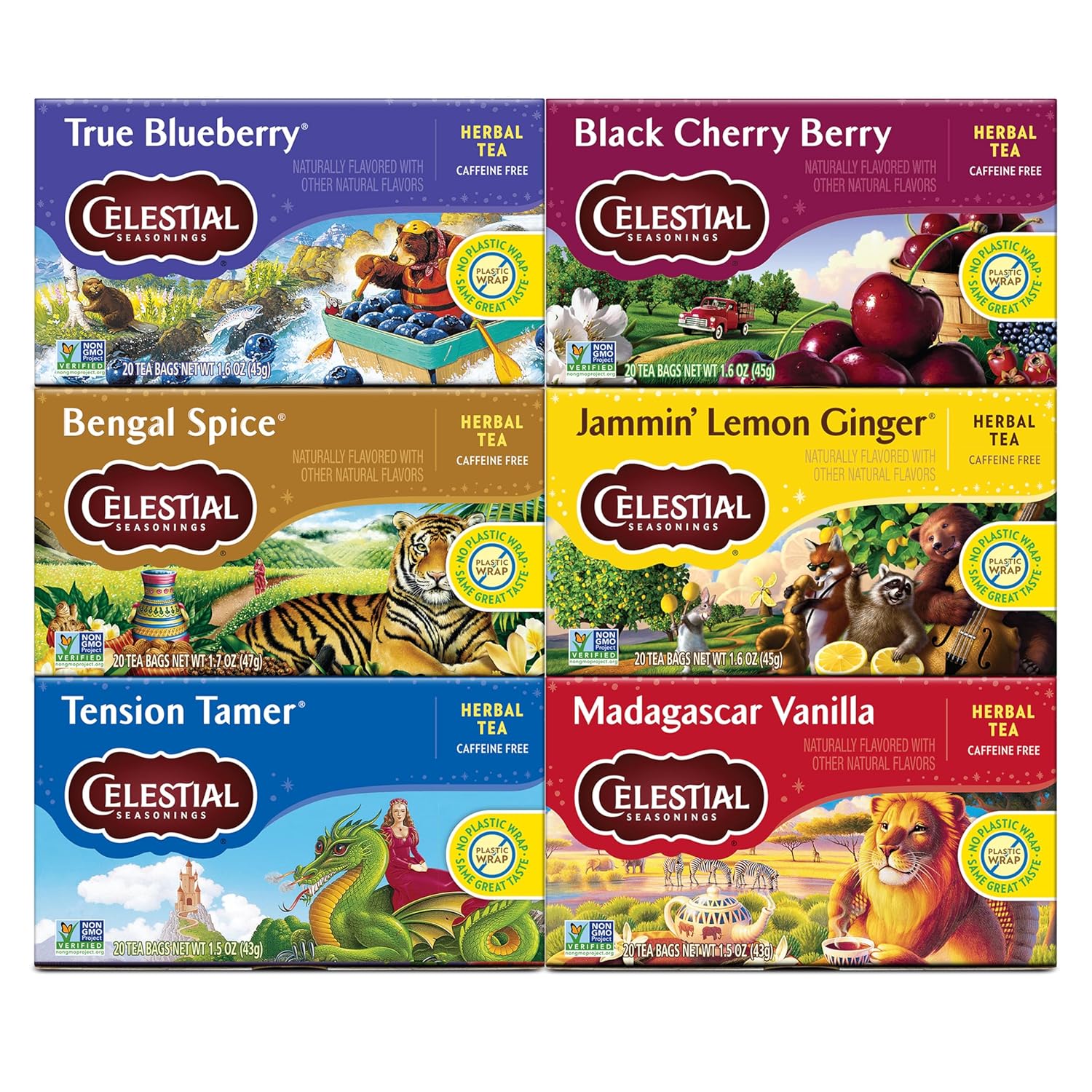 Celestial Seasonings Bengal Spice Herbal Tea, Caffeine Free, 20 Tea Bags Box, (Pack of 6)