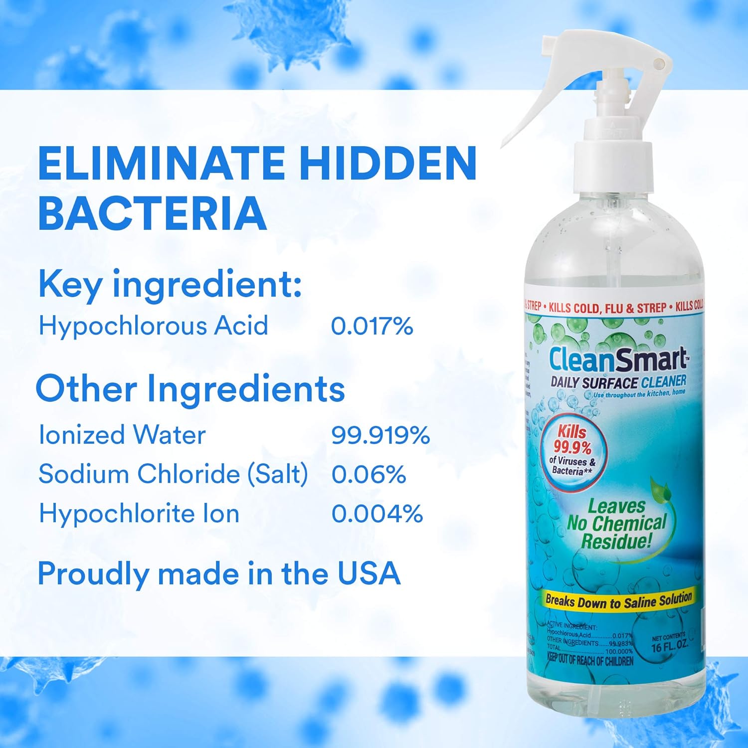 CleanSmart Daily Surface Cleaner and Pet-safe Disinfectant, Kills 99.9% of Viruses & Bacteria, 23 ounce Spray (pack of 2)