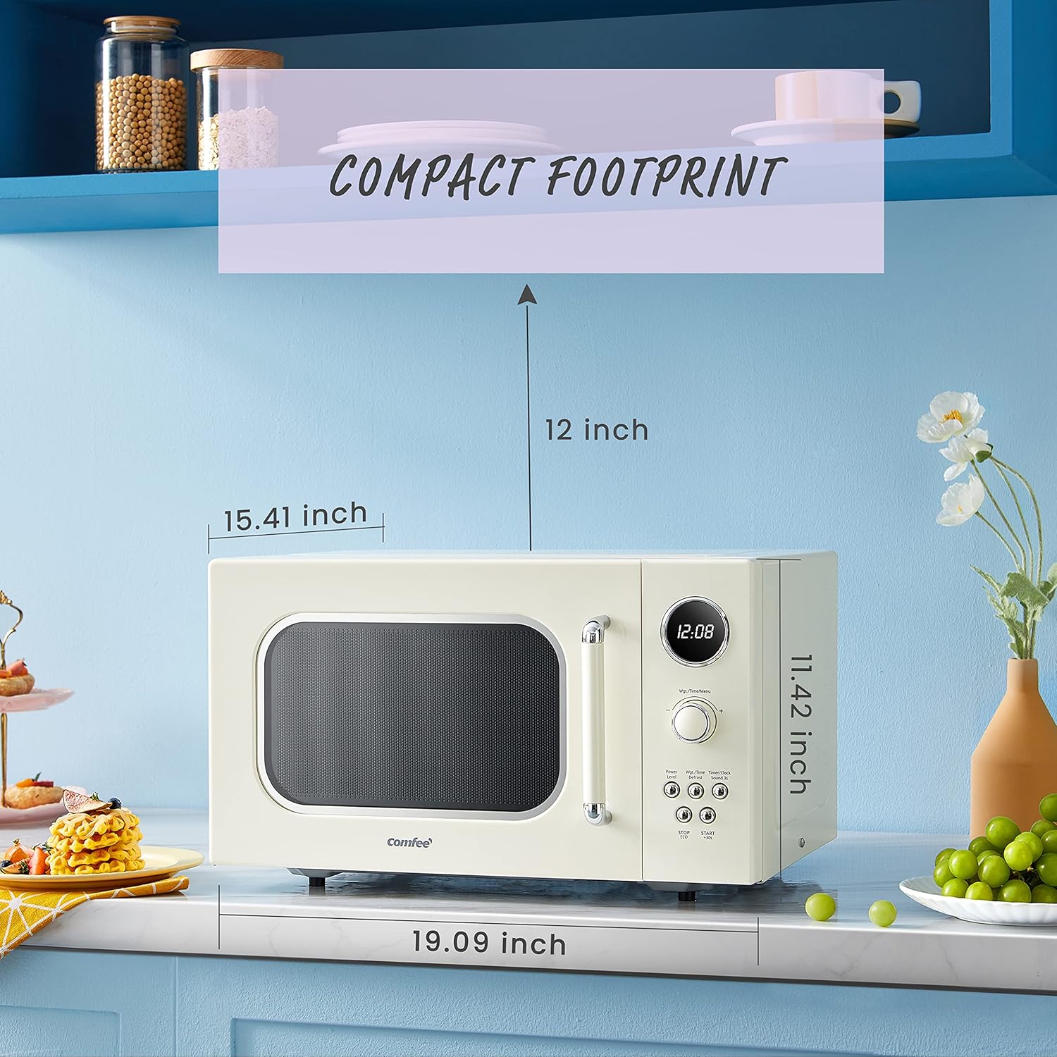 Comfee EM720CPL-PMB Countertop Microwave Oven with Sound On/Off, ECO Mode and Easy One-Touch Buttons, 0.7 Cu Ft, Black