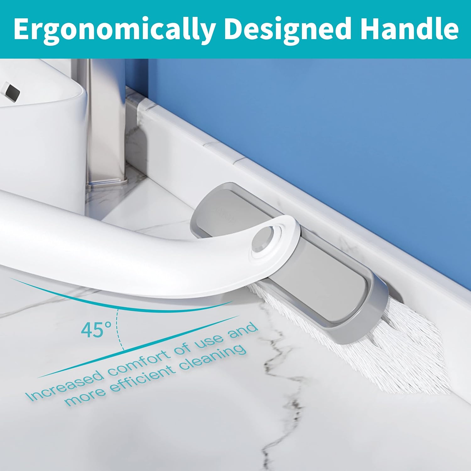 BOOMJOY Floor Scrub Brush with Long Handle, 2 in 1 Scrape and Brush, Stiff Bristles Floor Scrubber, Deck Brush for Cleaning Bathroom, Patio, Garage, Kitchen, Bath, Tile