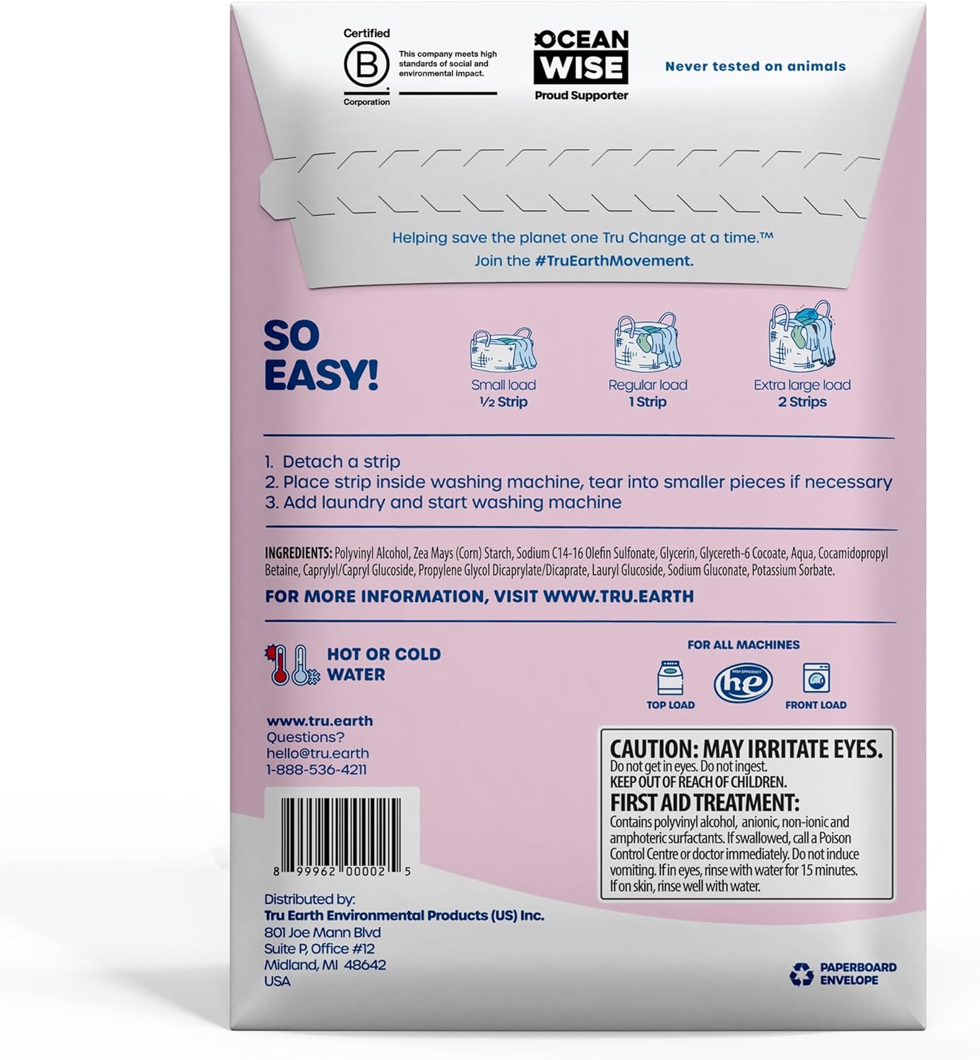 Tru Earth Compact Dry Laundry Detergent Sheets - Up to 64 Loads (32 Sheets) - Paraben-Free - Original Eco-Strip Liquidless Laundry Detergent, Travel Laundry Sheets - Fresh Linen