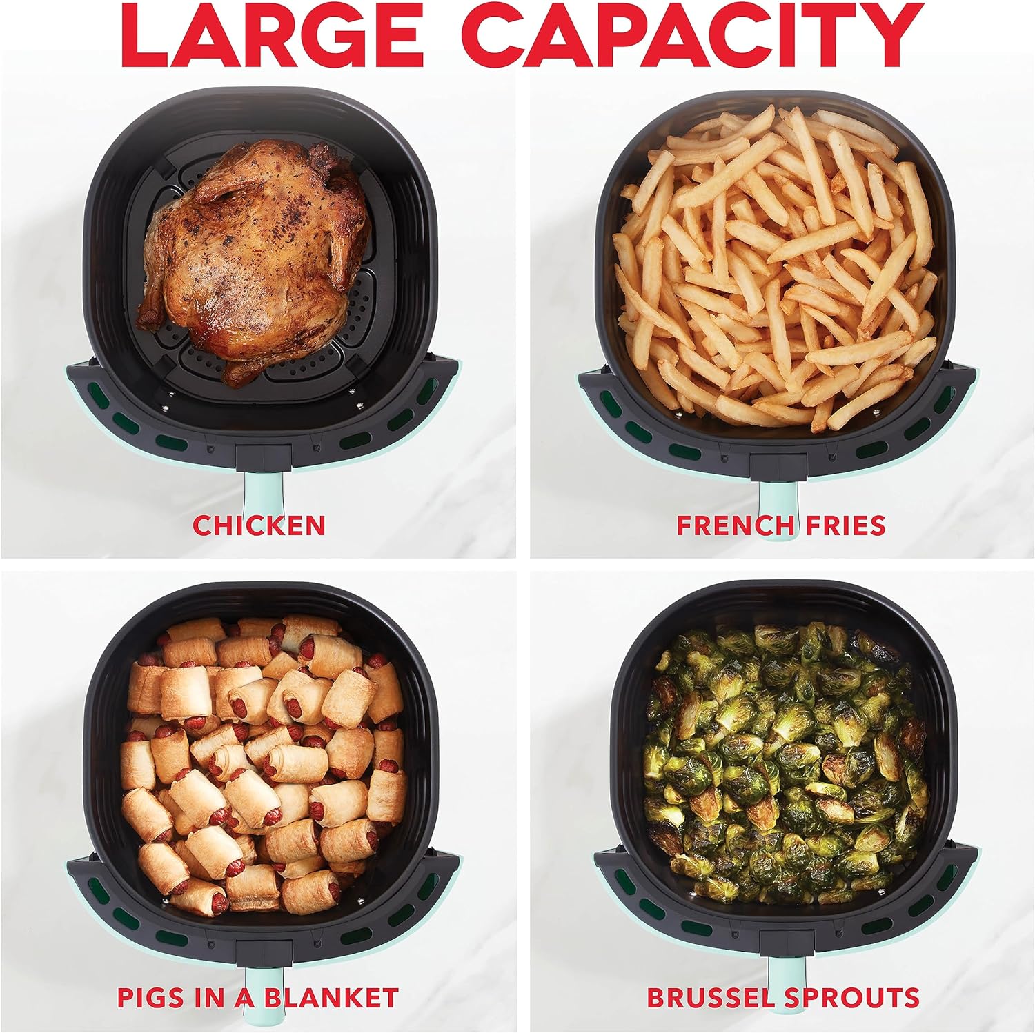 DASH Tasti-Crisp™ Electric Air Fryer Oven, 2.6 Qt., Aqua – Compact Air Fryer for Healthier Food in Minutes, Ideal for Small Spaces - Auto Shut Off, Analog, 1000-Watt