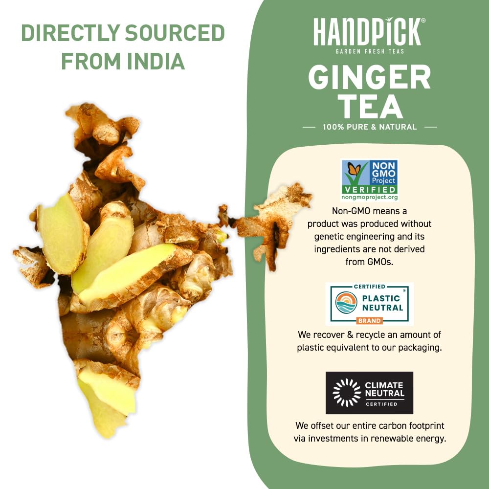 HANDPICK, Peppermint Tea, Eco-Conscious Tea Bags - 100 Count | Caffeine Free, Non-GMO | Minty, Fresh & Cool flavor | Direct From Source