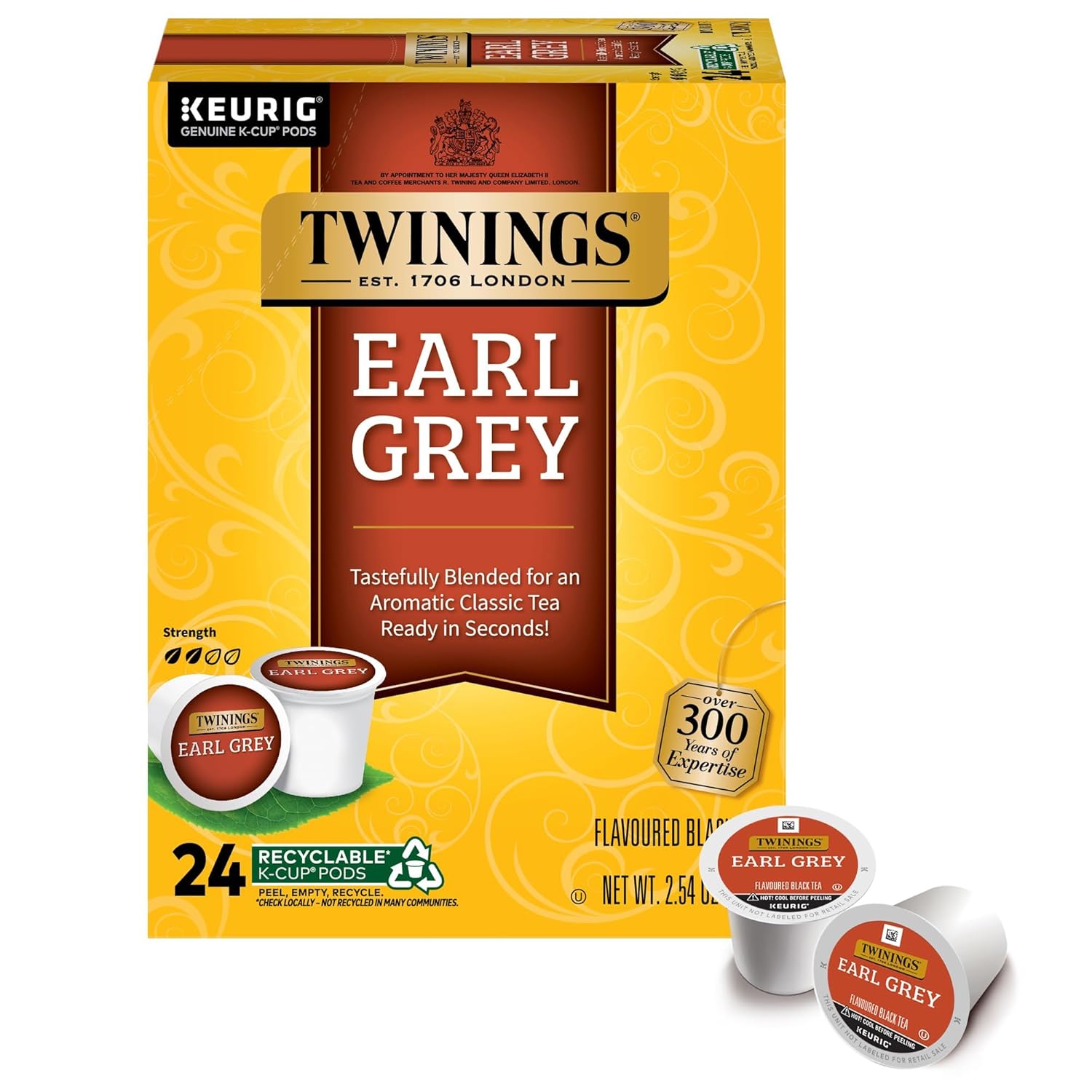 Twinings English Breakfast Black Tea K-Cup Pods for Keurig, 24 Count (Pack of 1), Smooth, Flavourful, Robust, Caffeinated, Enjoy Hot or Iced | Packaging May Vary