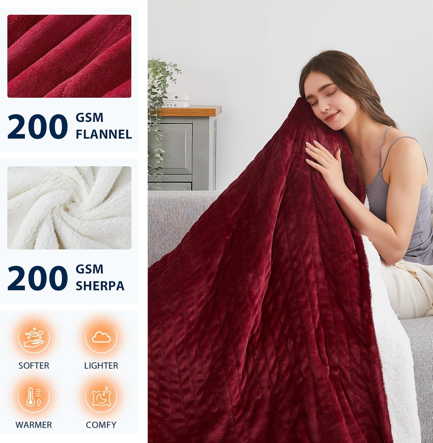 Homemate Heated Blanket Electric Throw - 50