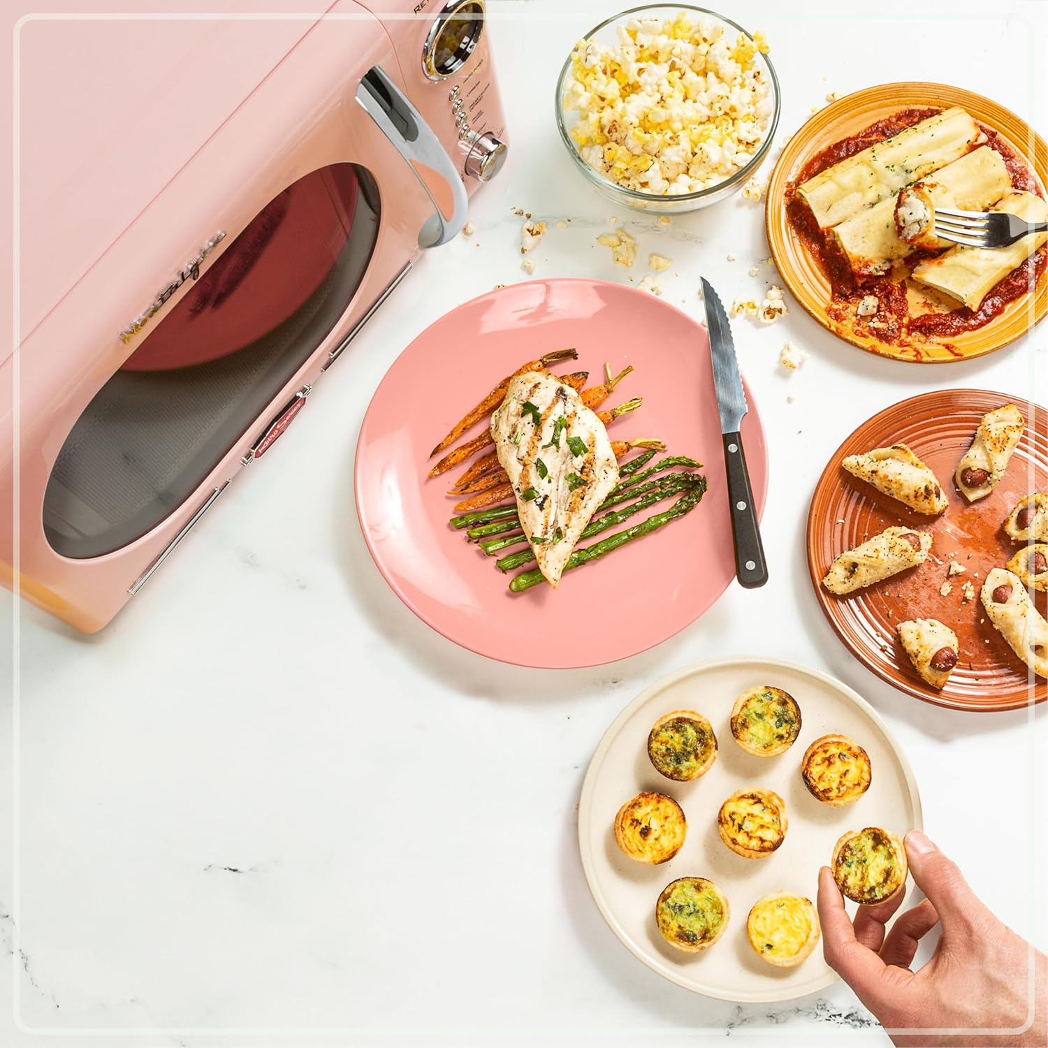 Nostalgia Retro Compact Countertop Microwave Oven - 0.7 Cu. Ft. - 700-Watts with LED Digital Display - Child Lock - Easy Clean Interior - Aqua