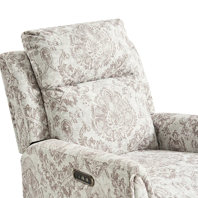 Alois Large Floral Swivel And Rocker Power Recliner With Adjustable Headrest