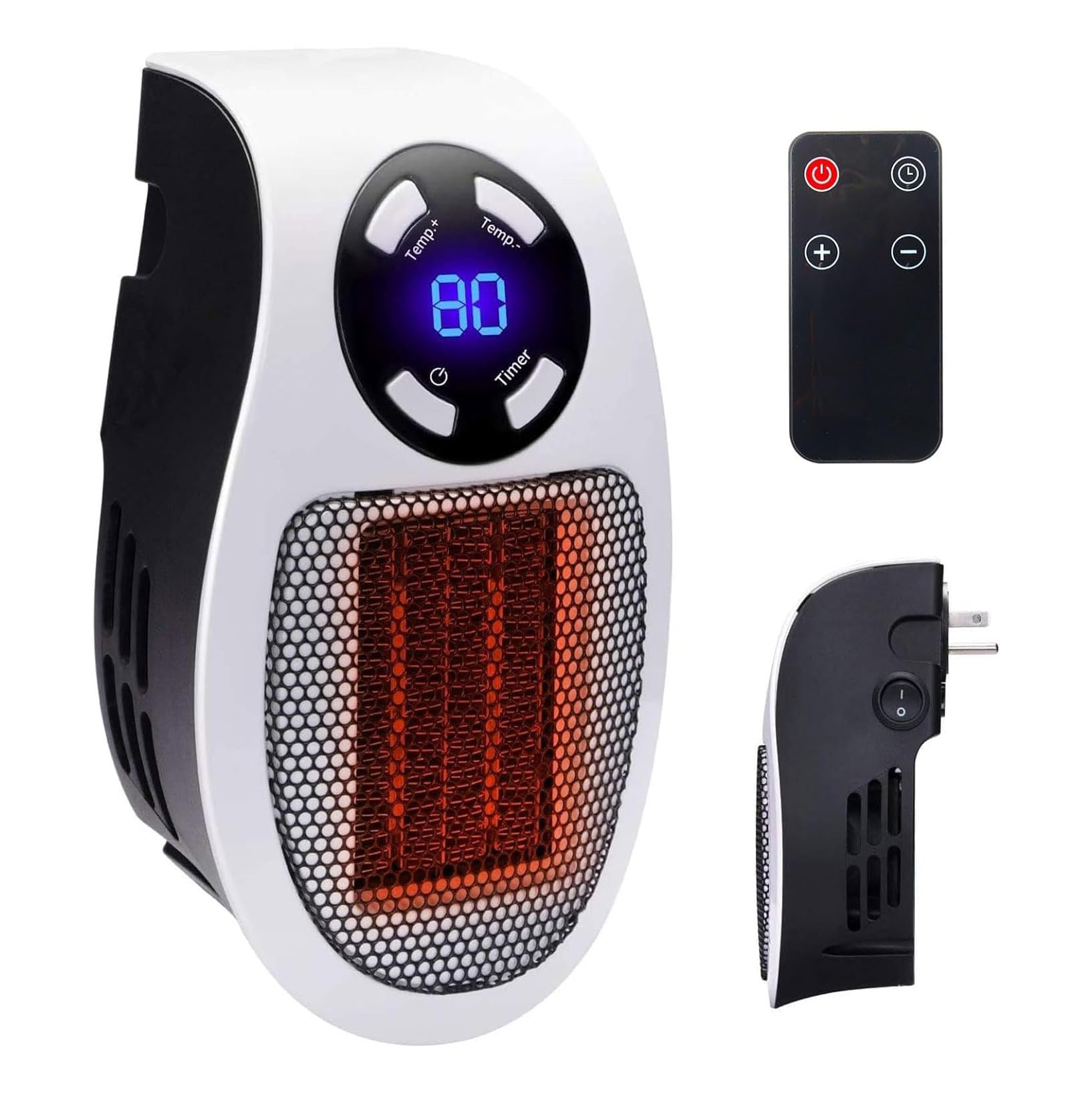 350W&450W Space Heater, Remote Wall Outlet Electric Space Heater as Seen on TV with Adjustable Thermostat and Timer and Led Display, Compact for Office Dorm Room