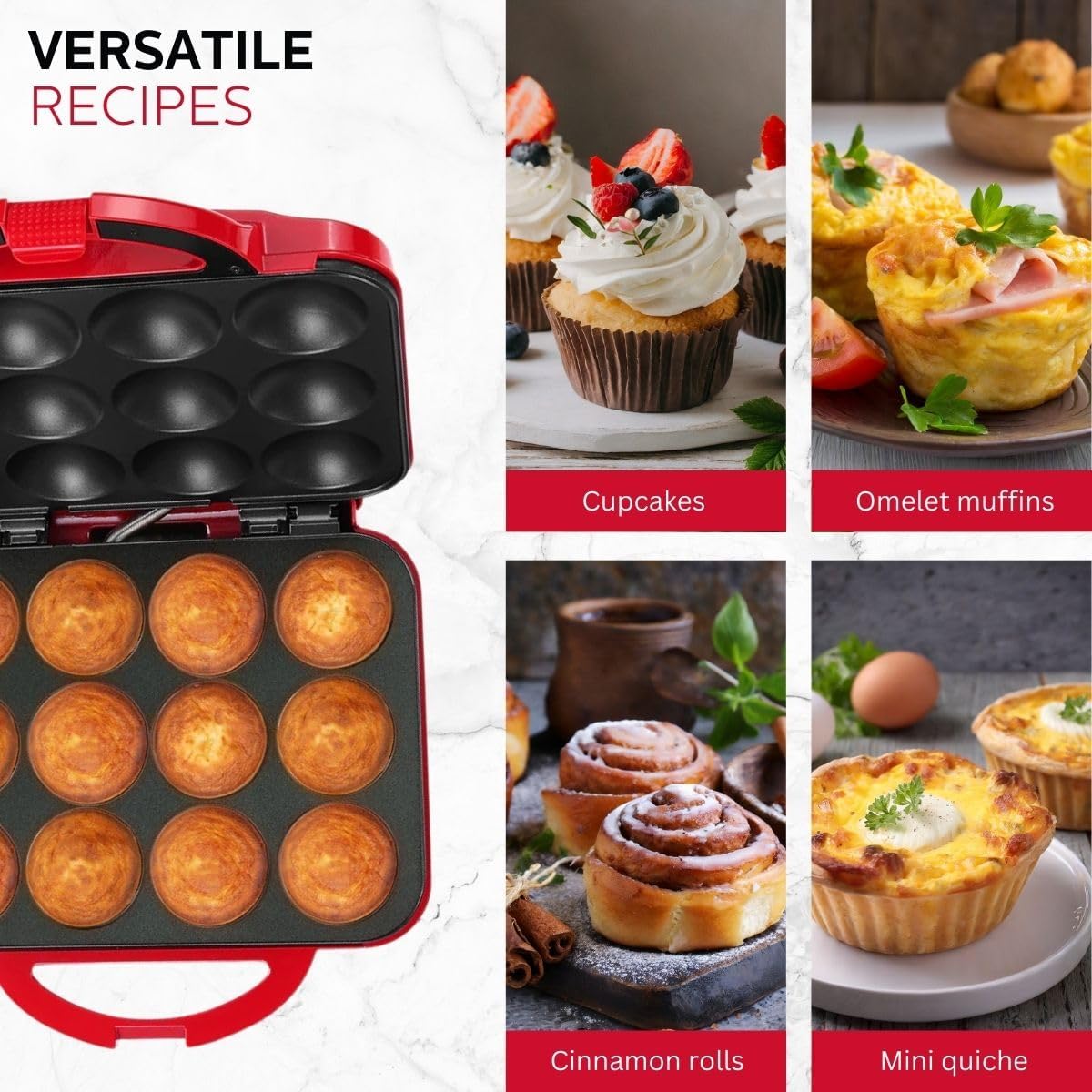 Holstein Housewares Non-Stick Cupcake Maker, Teal - Makes 6 Cupcakes, Muffins, Cinnamon Buns - Birthdays, Holidays, and More