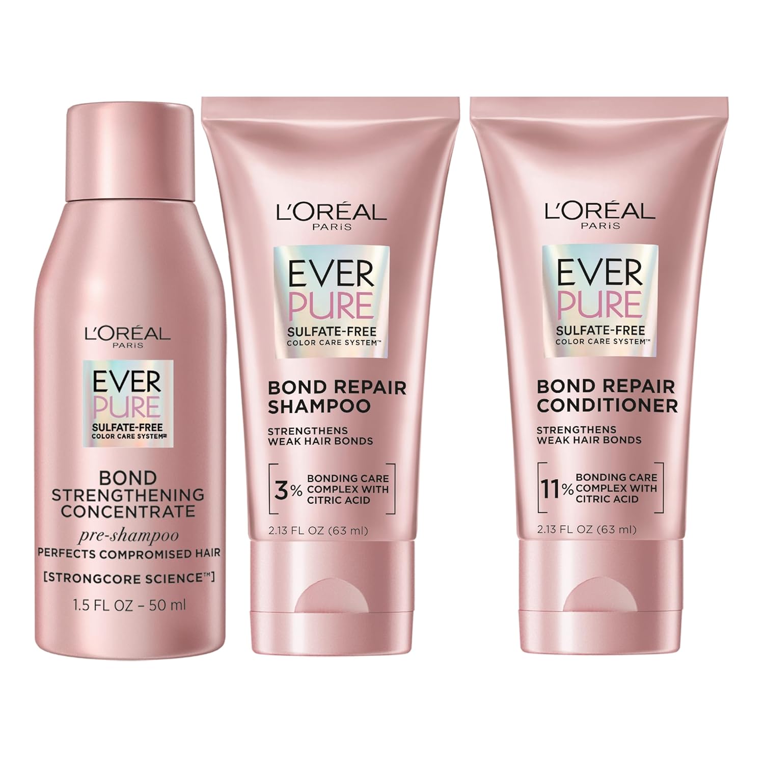 L'Oreal Paris EverPure Sulfate-Free Vegan Hair Care Kit - Shampoo and Conditioner to Strengthen and Repair Hair Bonds (Packaging May Vary)