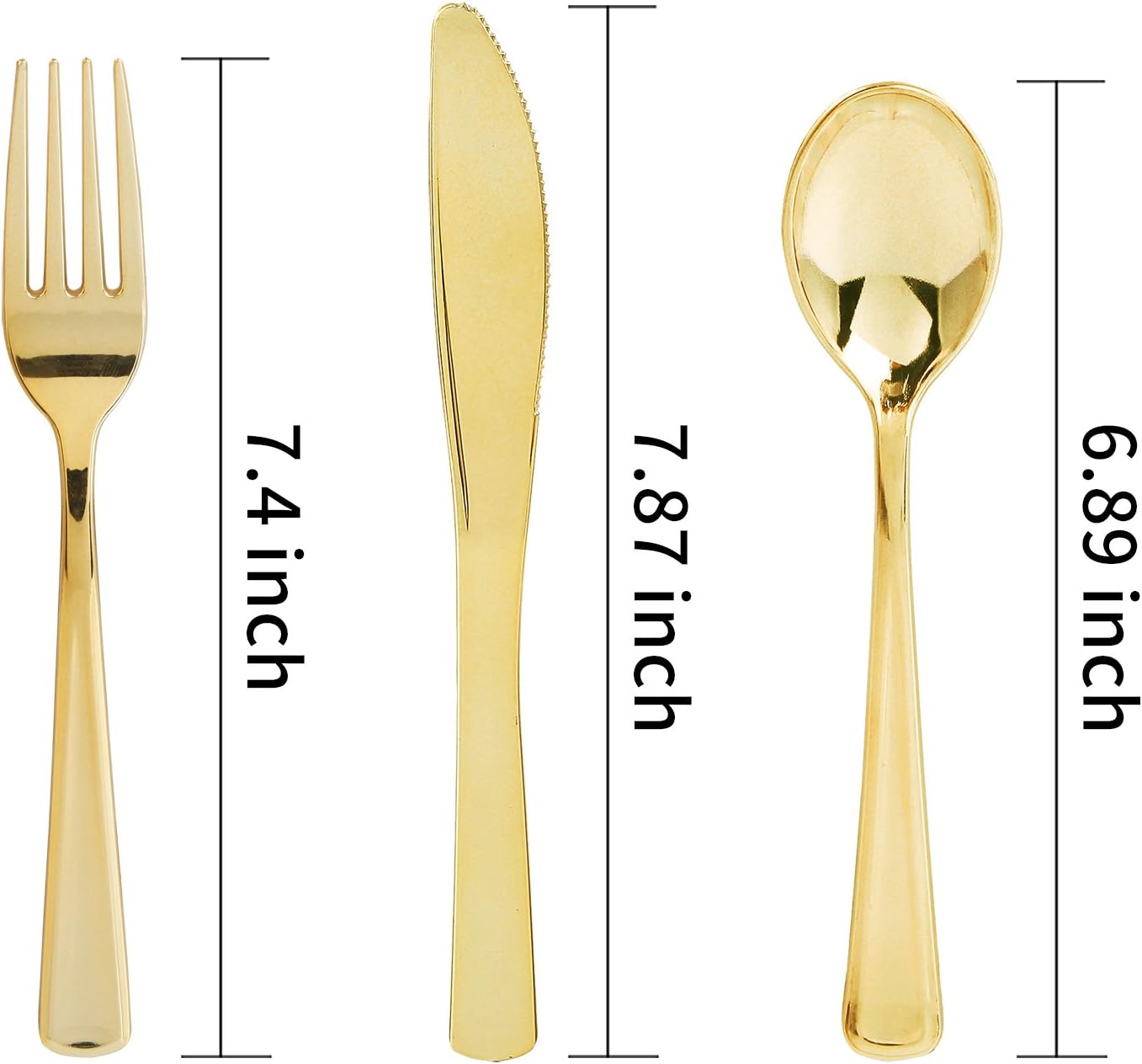 WDF300 Pieces Gold Plastic Silverware - Heavy Duty Disposable Gold Cutlery Set Plastic Gold Silverware Set Plastic Includes 100 Forks, 100 Spoons, 100 Knives