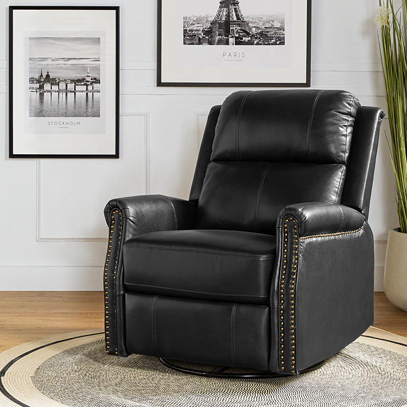 Kaietan Genuine Leather Power Rocking Recliner