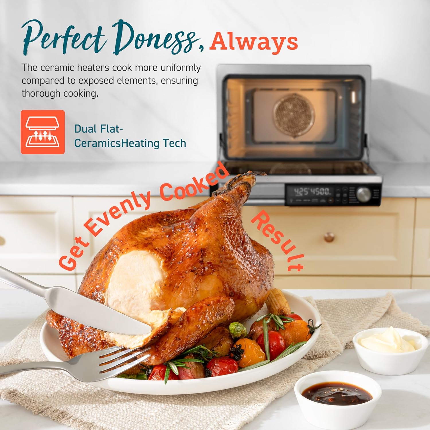 COSORI Smart 11-in-1 Air Fryer Toaster Oven Combo, Airfryer Convection Oven Countertop, Bake, Roast, Reheat, Broil, Dehydrate, 94 Recipes & 3 Accessories, 26QT, Silver, Stainless Steel