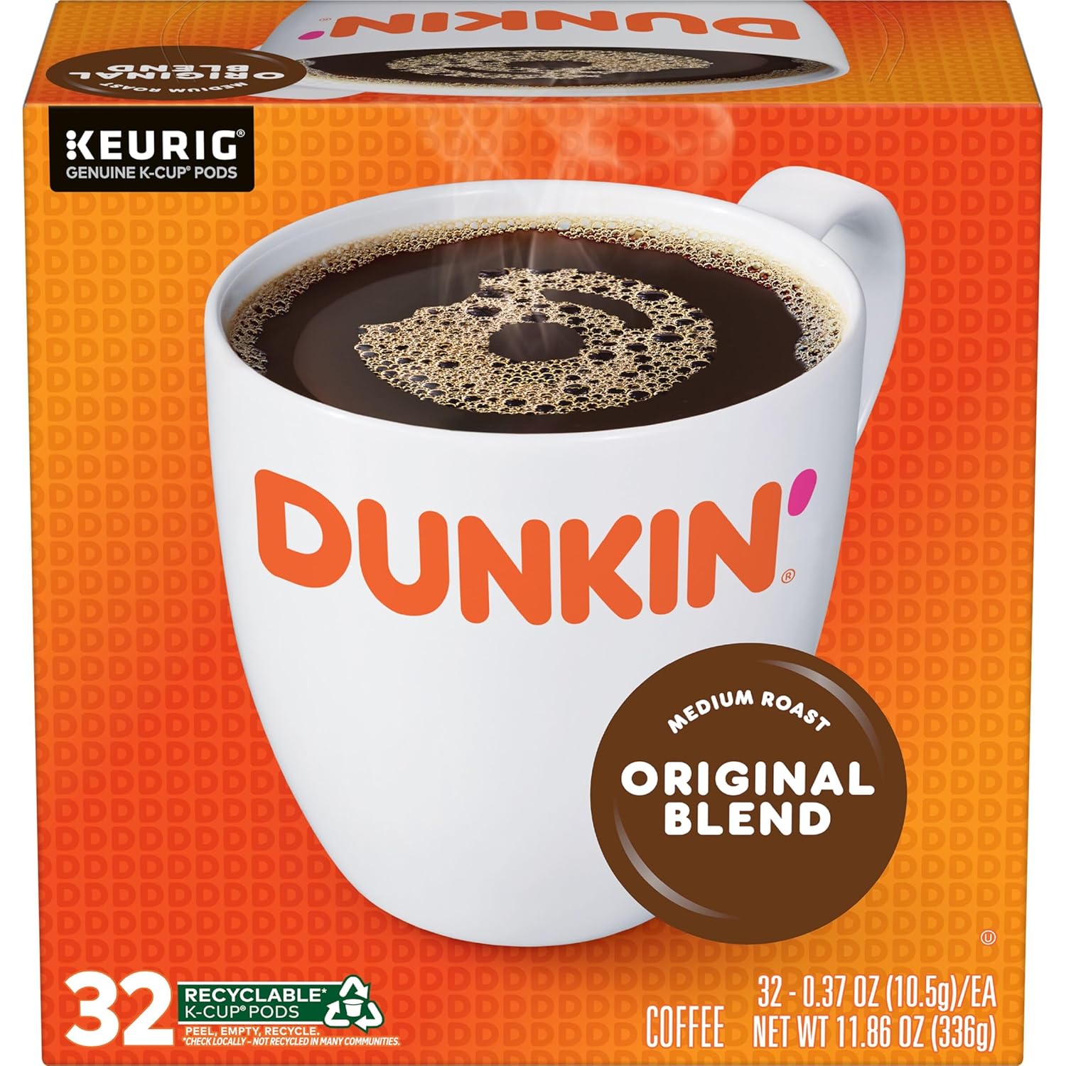 Dunkin' Original Blend Medium Roast Coffee, 60 Keurig K-Cup Pods