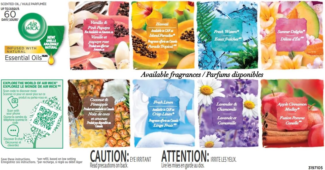 Air Wick Plug in Scented Oil Refill, 10ct, Lavender & Chamomile, Air Freshener, Essential Oils, Eco Friendly