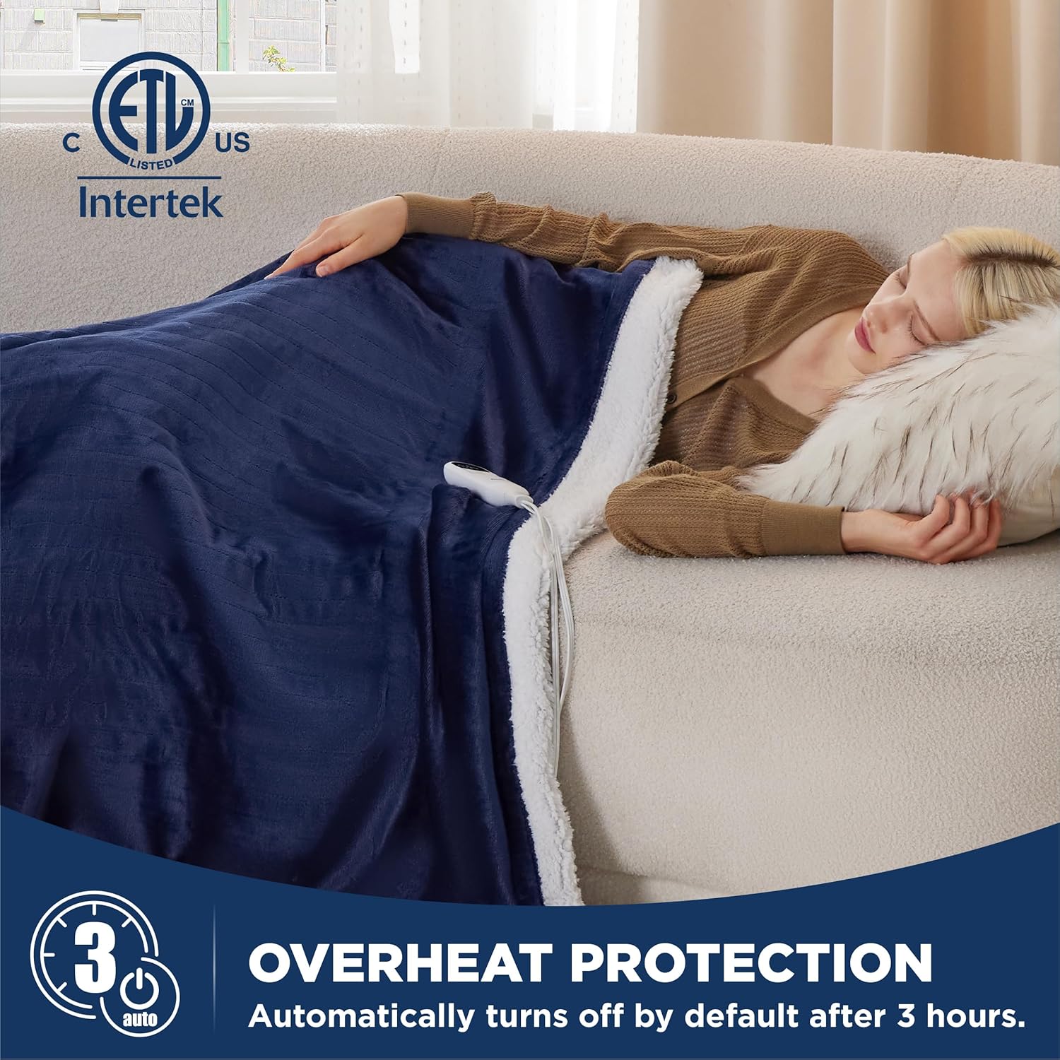 Bedsure Heated Blanket Electric Throw - Soft Flannel Electric Blanket, Heating Blanket with 4 Time Settings & 6 Heat Settings, Warm Blanket Gift for Grandma (50x60 inches, Grey)